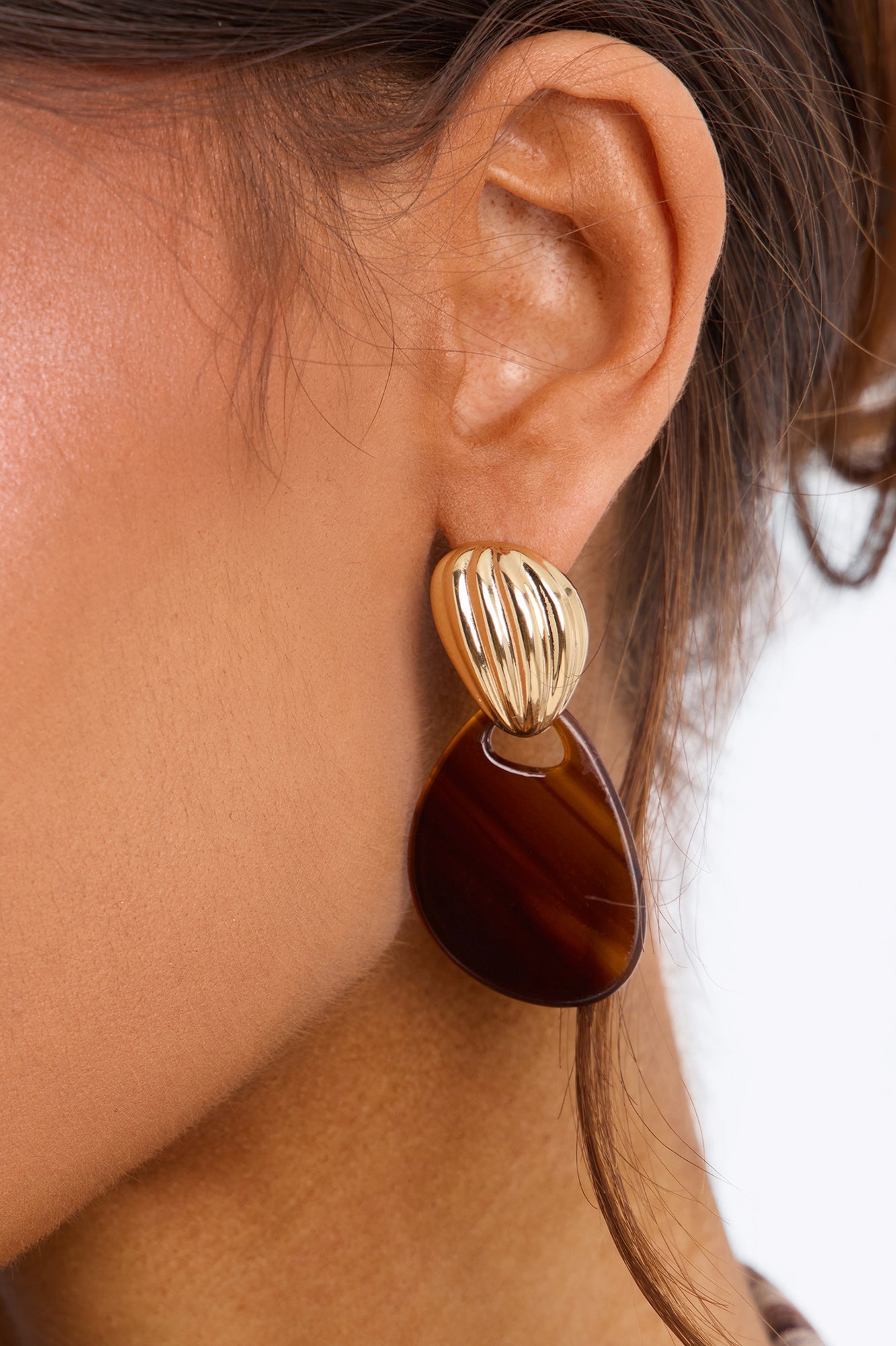 Sunset Kiss Drop Earrings - Gold/Brown image 3