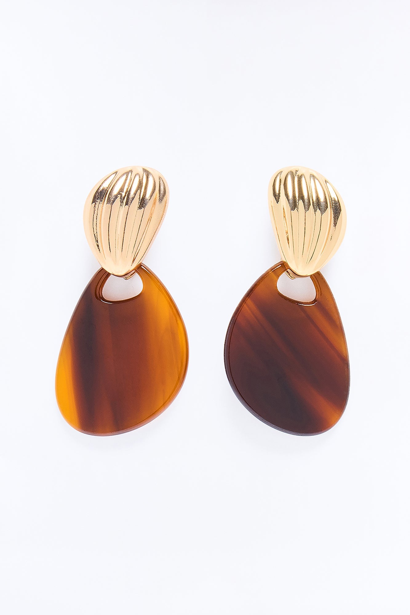 Sunset Kiss Drop Earrings - Gold/Brown image 2