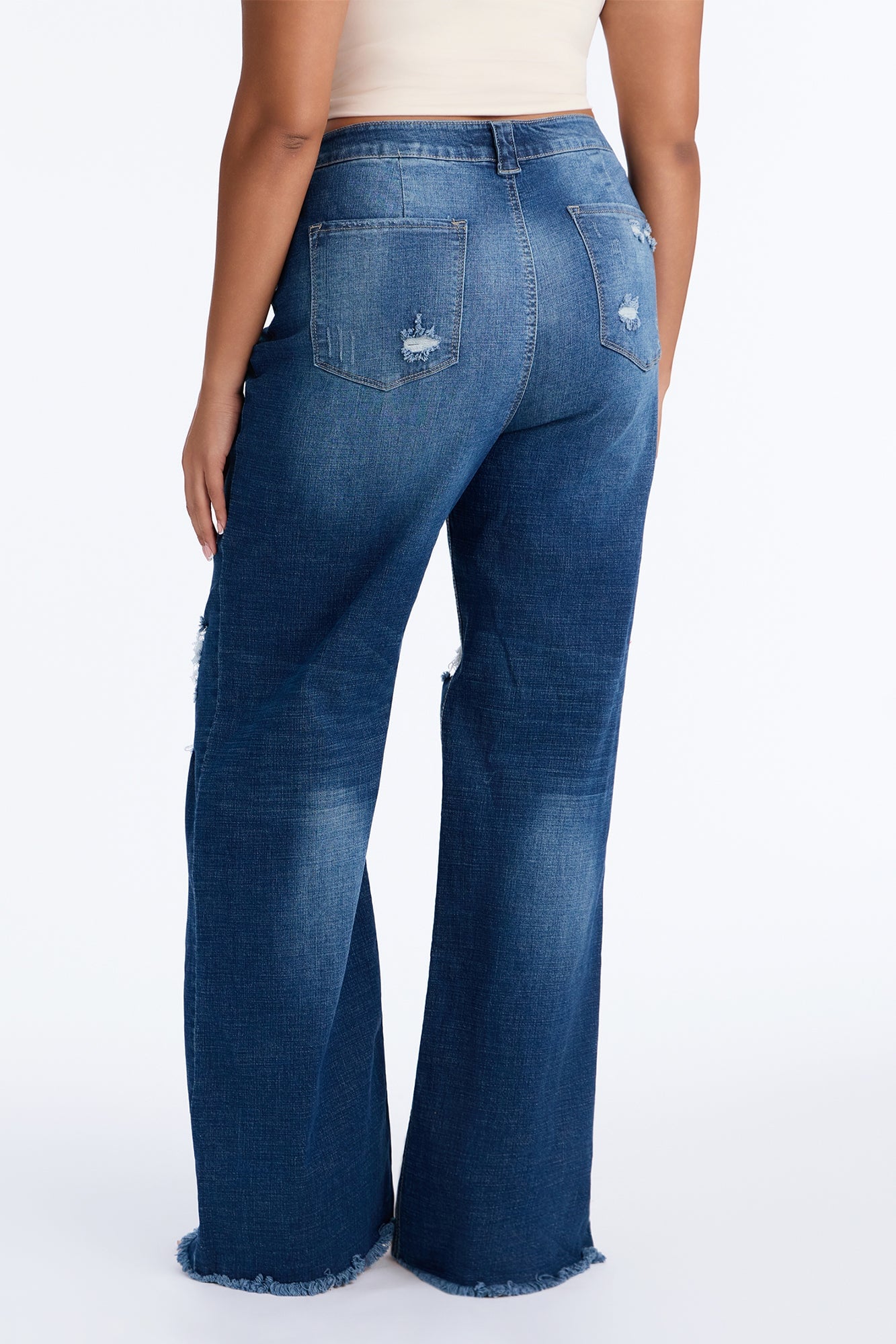 Tall Coldwater Canyon Stretch Ripped Wide Leg Jeans - Dark Wash image 4
