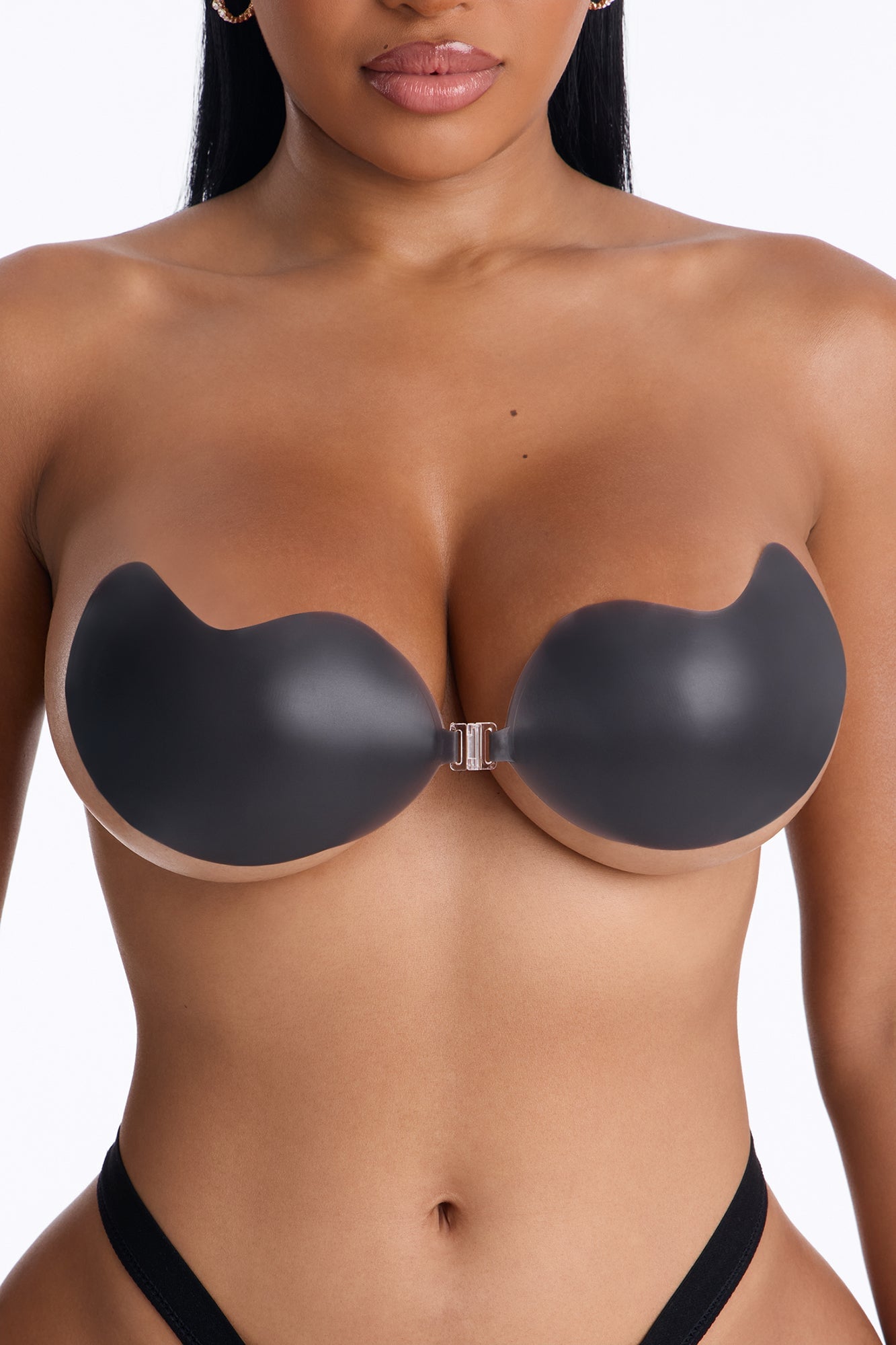 Strapless Adhesive Push Up Sticky Bra - Black image 1