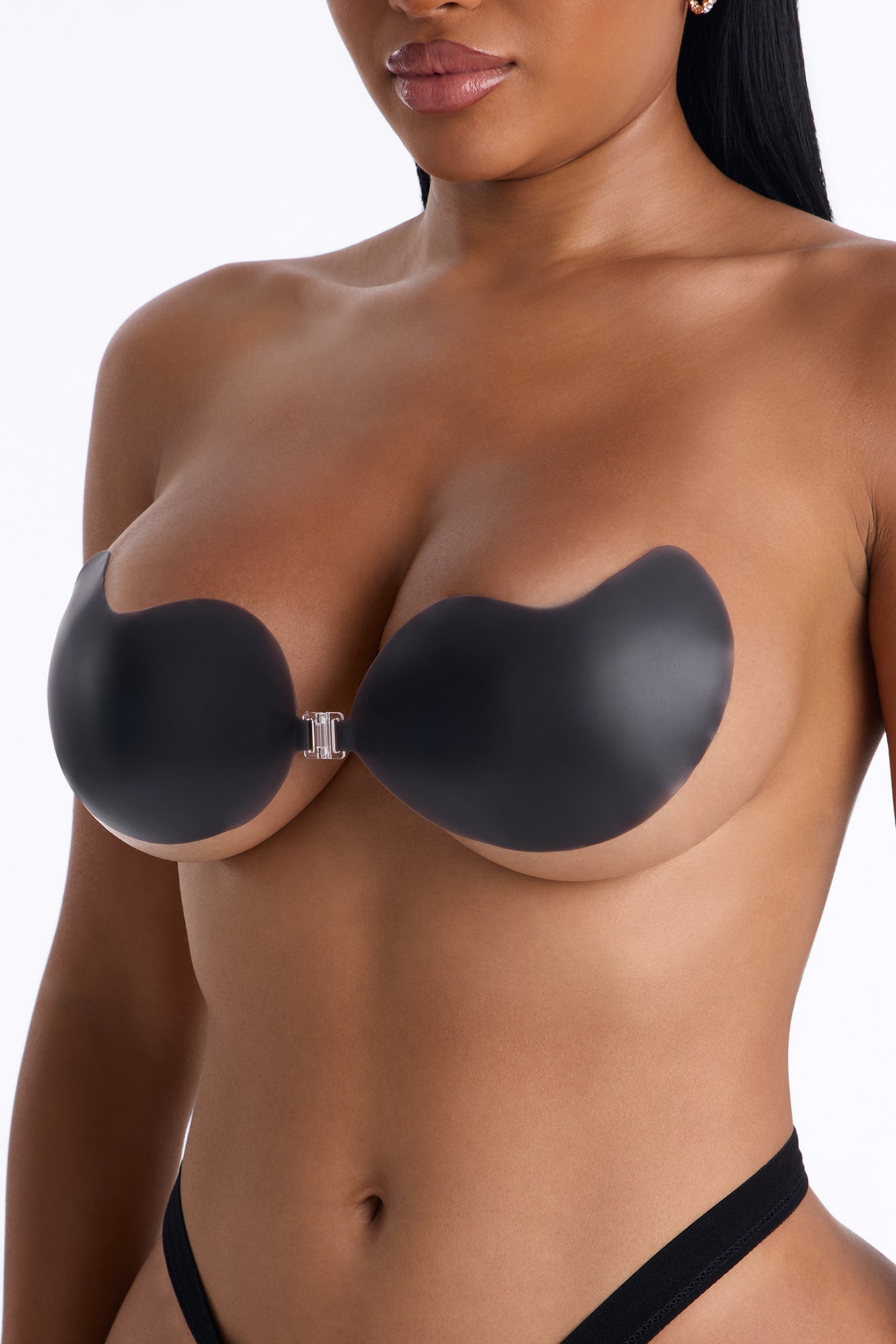 Strapless Adhesive Push Up Sticky Bra - Black image 2