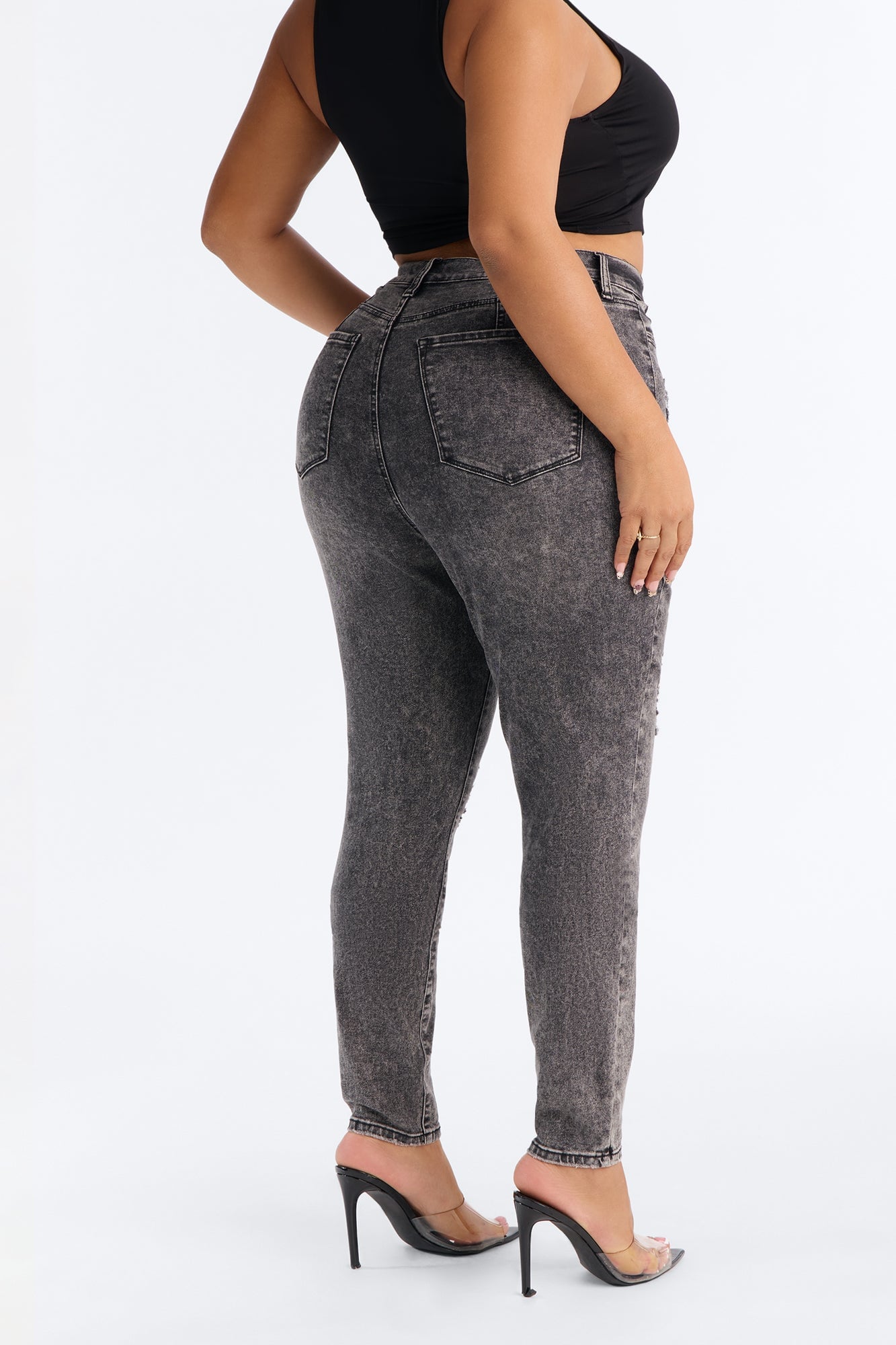 Tall Living Life High Stretch Skinny Jeans - Black Wash image 4