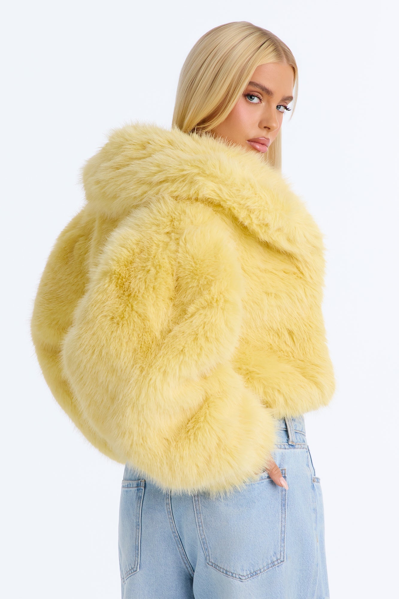 That's Luxe Faux Fur Coat - Butter Yellow image 7