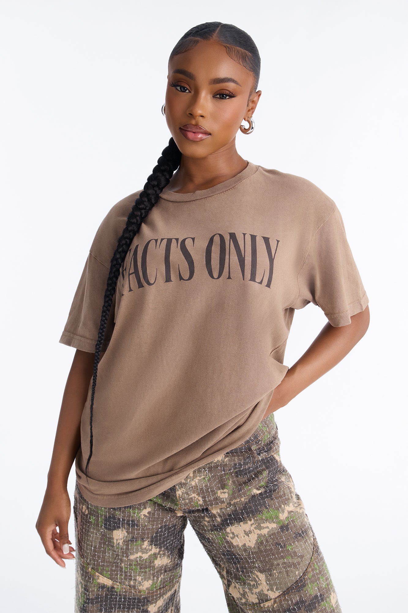 Speaking Facts Only Washed Tee - Taupe image 1