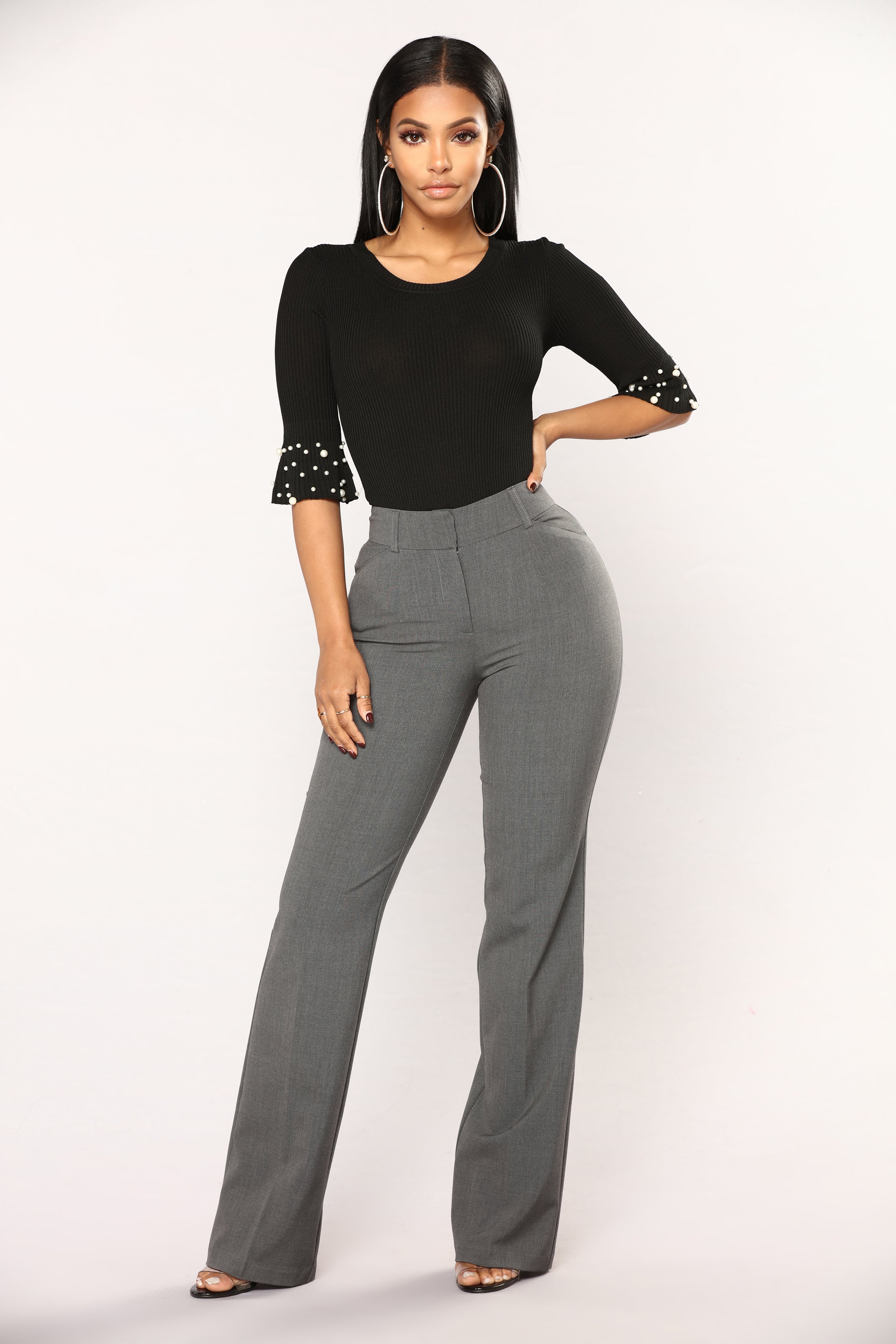 Tasha Dressy High Rise Pants - Charcoal image 4
