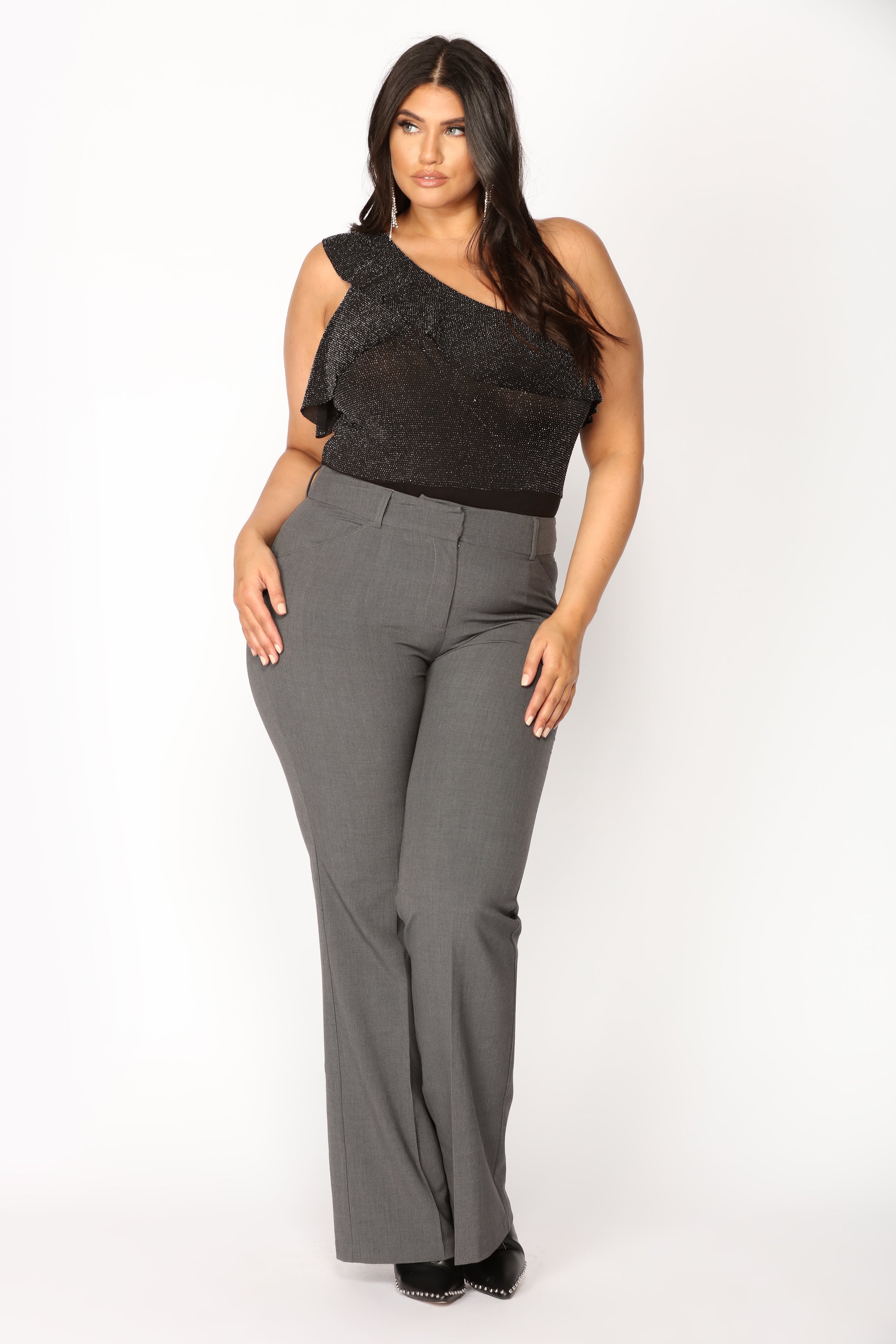 Tasha Dressy High Rise Pants - Charcoal image 6