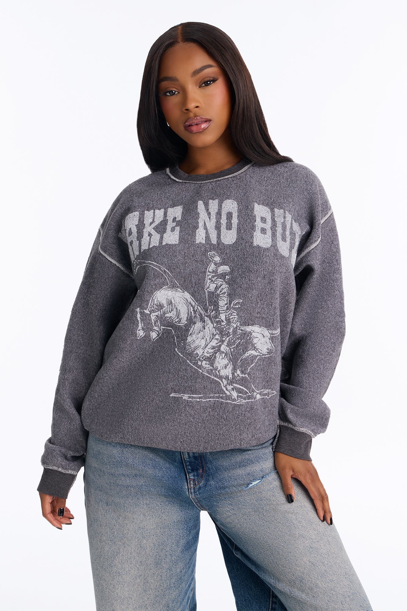Take No Bull Reverse Fleece Sweatshirt - Black Wash image 5