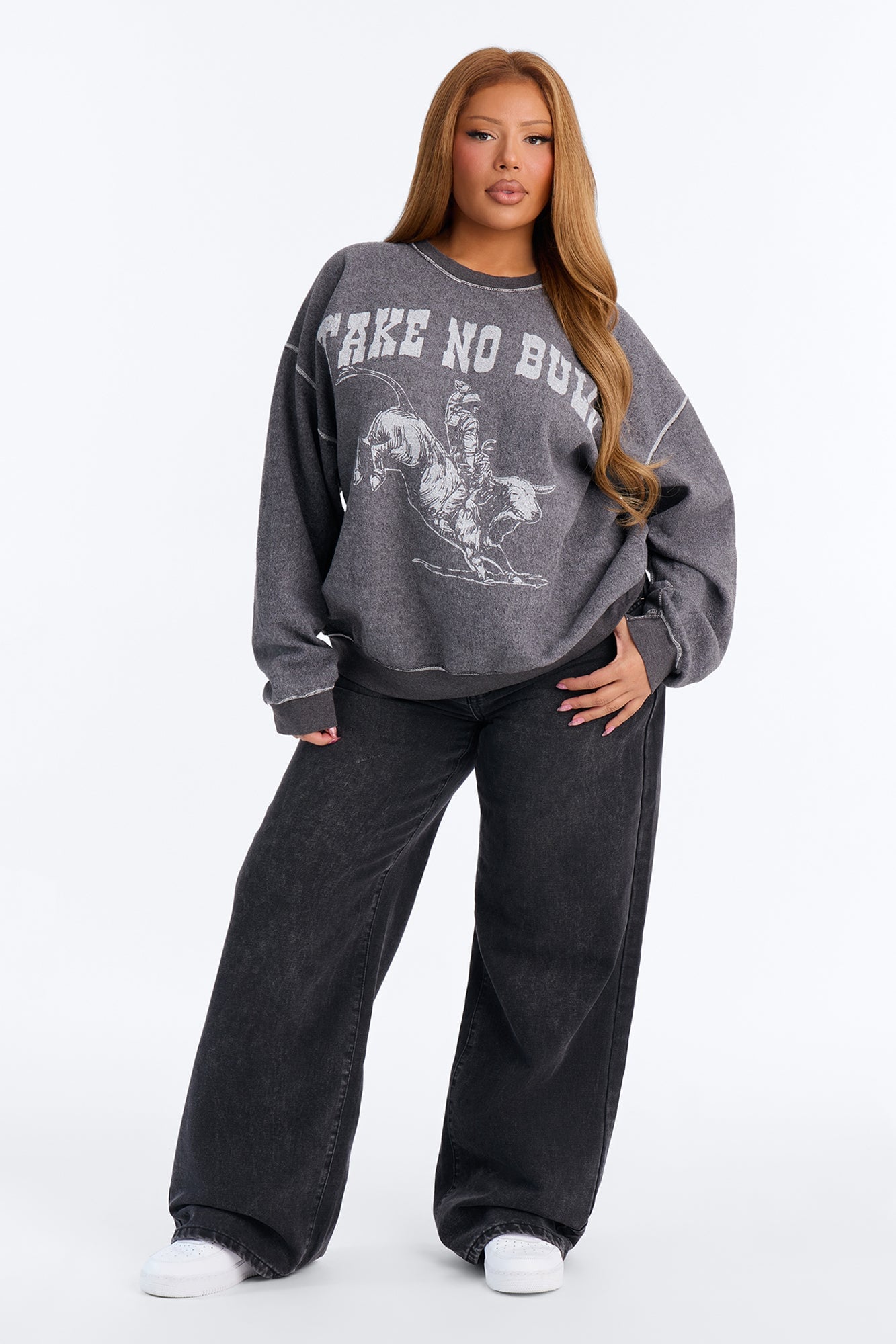 Take No Bull Reverse Fleece Sweatshirt - Black Wash image 2