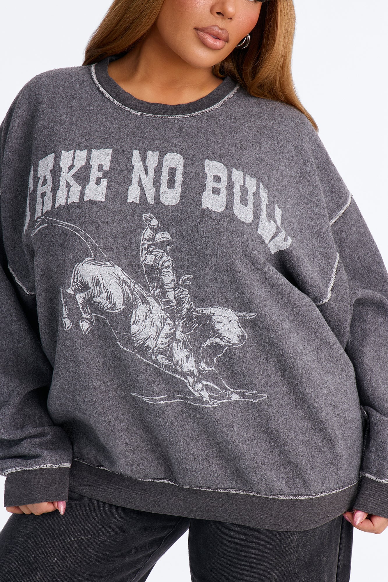 Take No Bull Reverse Fleece Sweatshirt - Black Wash image 4