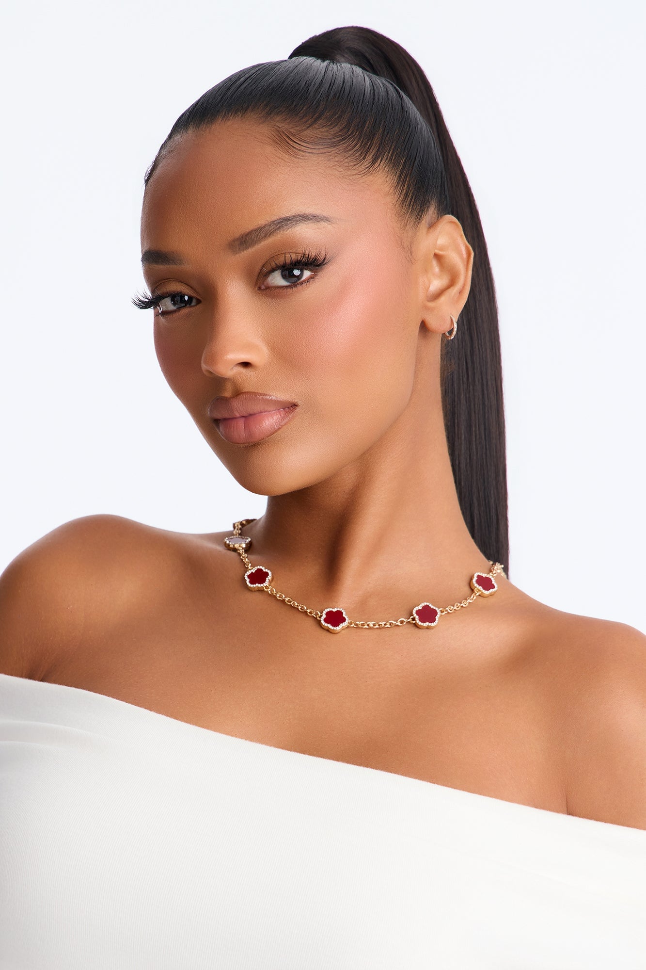 Clover Bae Chain Necklace - Burgundy/combo image 1