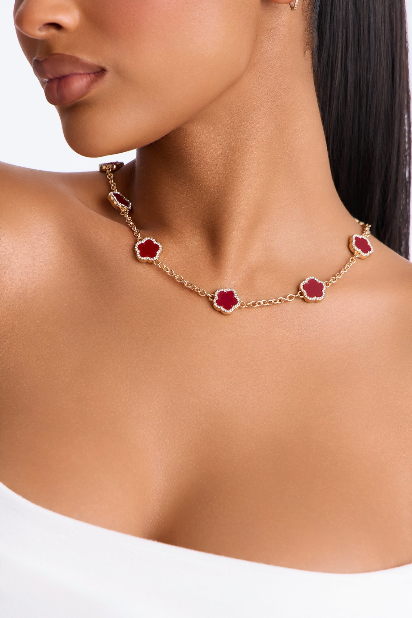 Clover Bae Chain Necklace - Burgundy/combo image 2