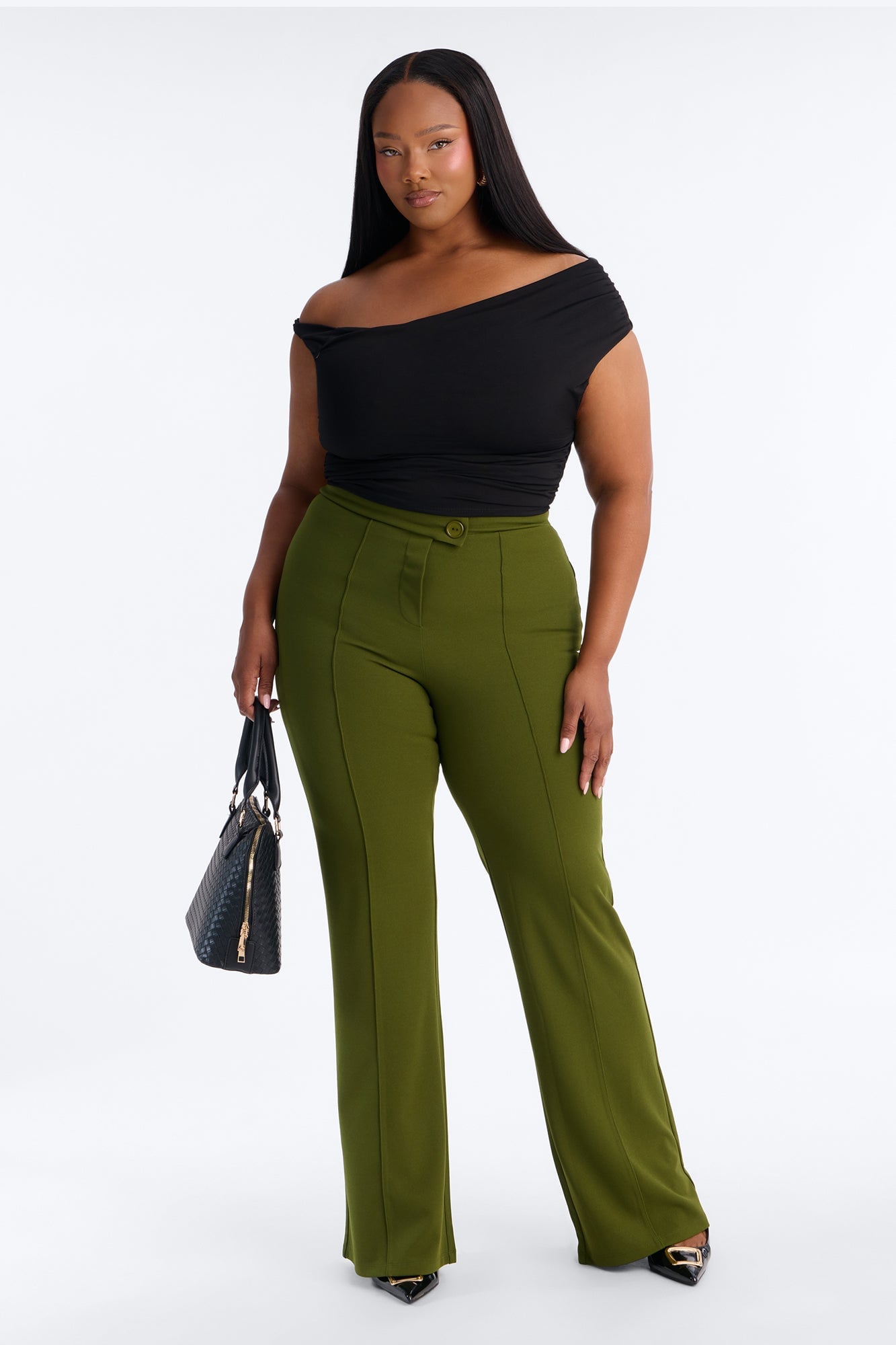 Tall Call It Even Wide Leg Dress Pants - Olive image 1