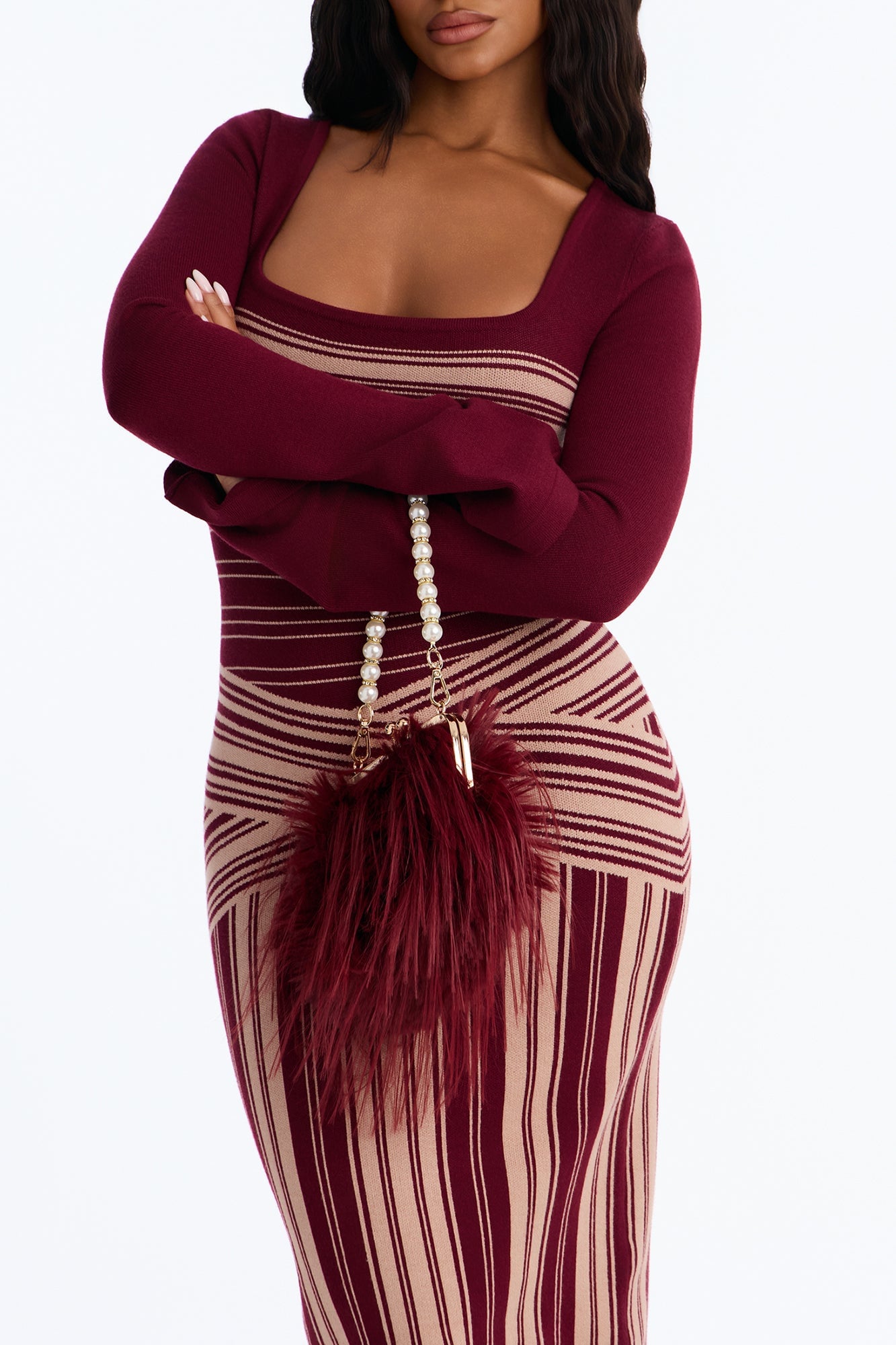 Double Date Faux Fur Clutch - Burgundy image 2