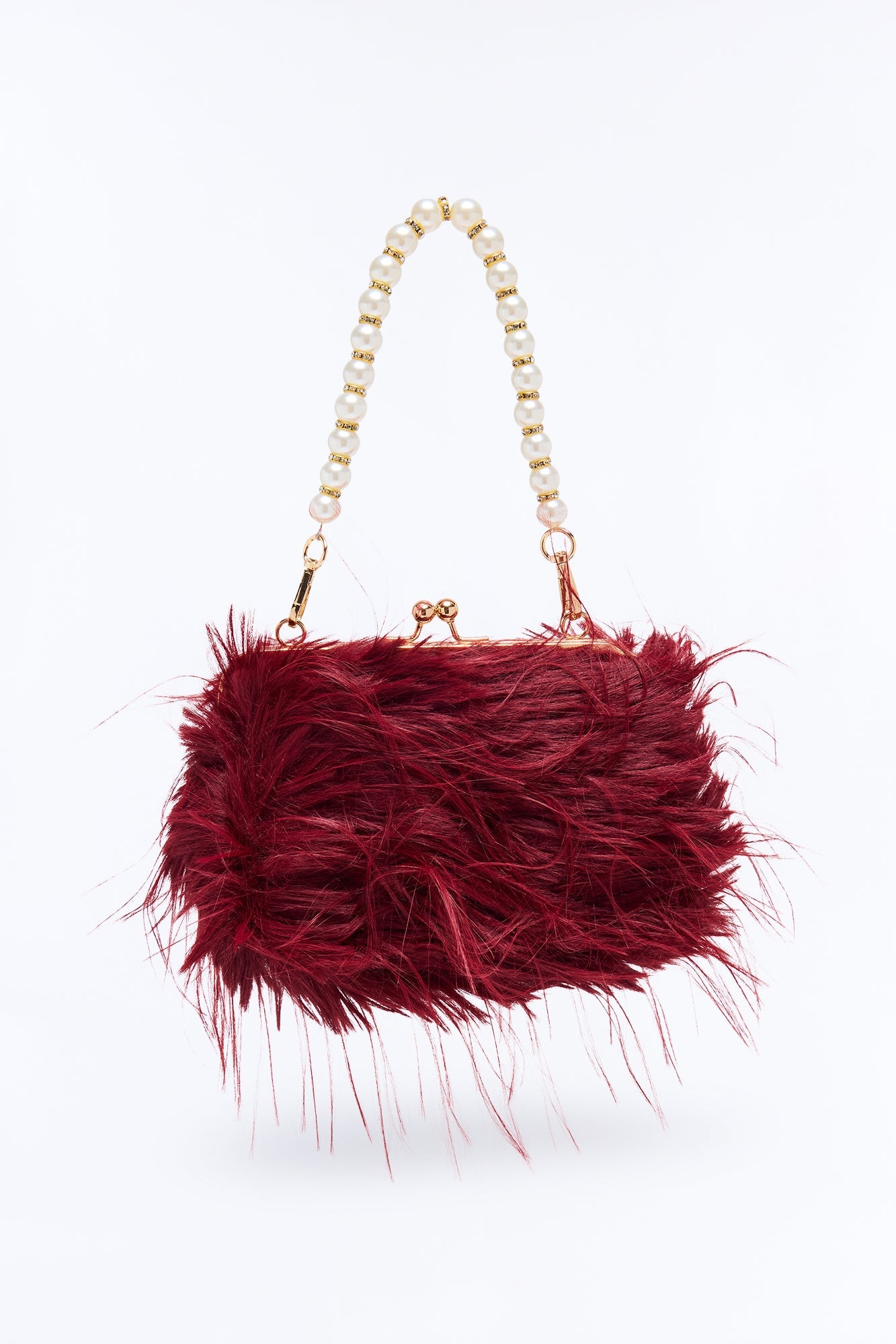 Double Date Faux Fur Clutch - Burgundy image 3