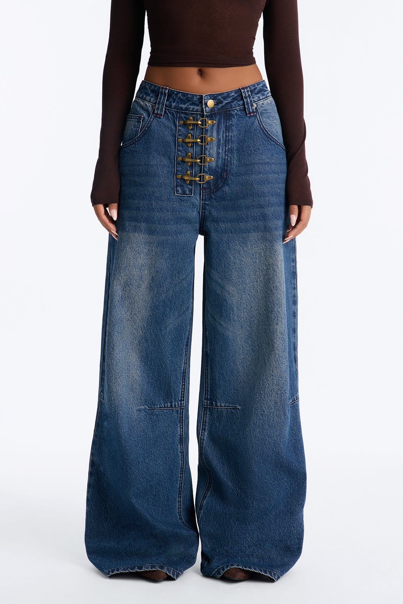Canton Clasp Upsized Rigid Wide Leg Jeans - Dark Wash image 5
