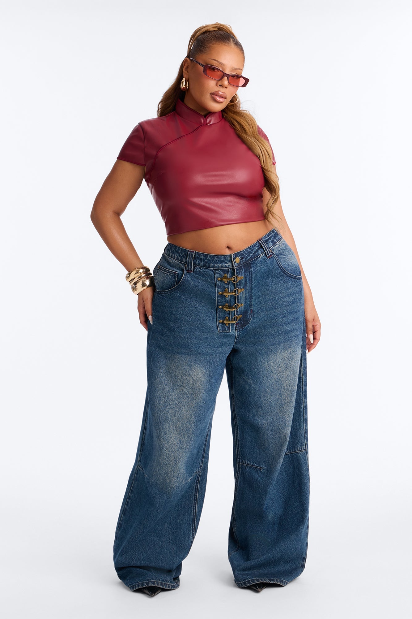 Canton Clasp Upsized Rigid Wide Leg Jeans - Dark Wash image 2