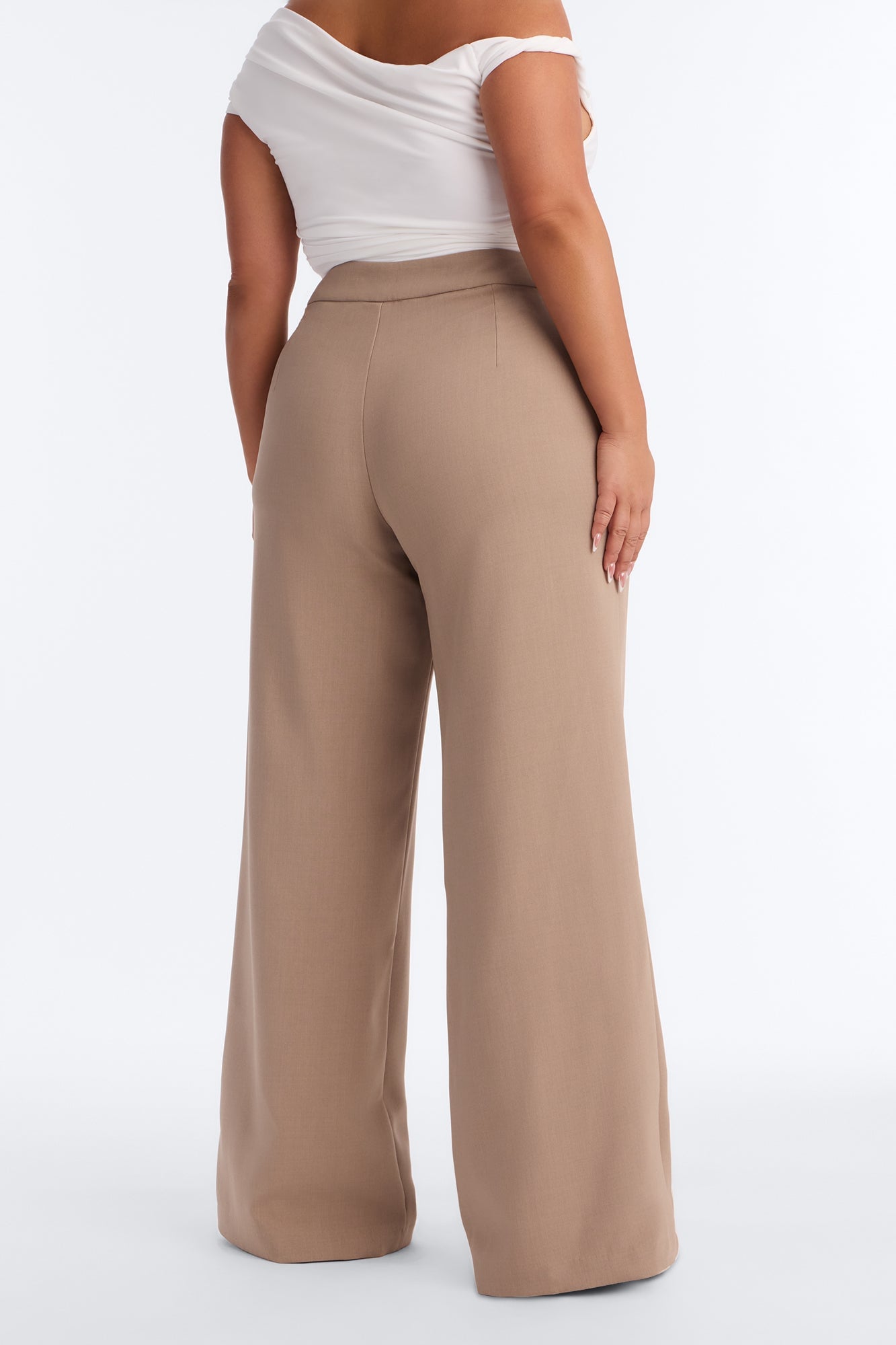 Tall Polished Perfection Crepe Tie Waist Trouser - Stone image 4