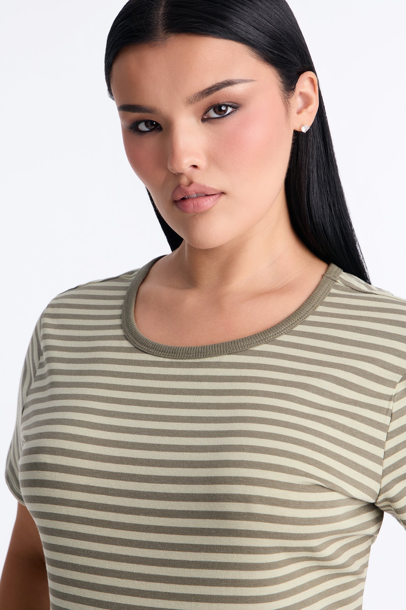 Taylor Striped Crew Neck Short Sleeve Top - Green/combo image 3