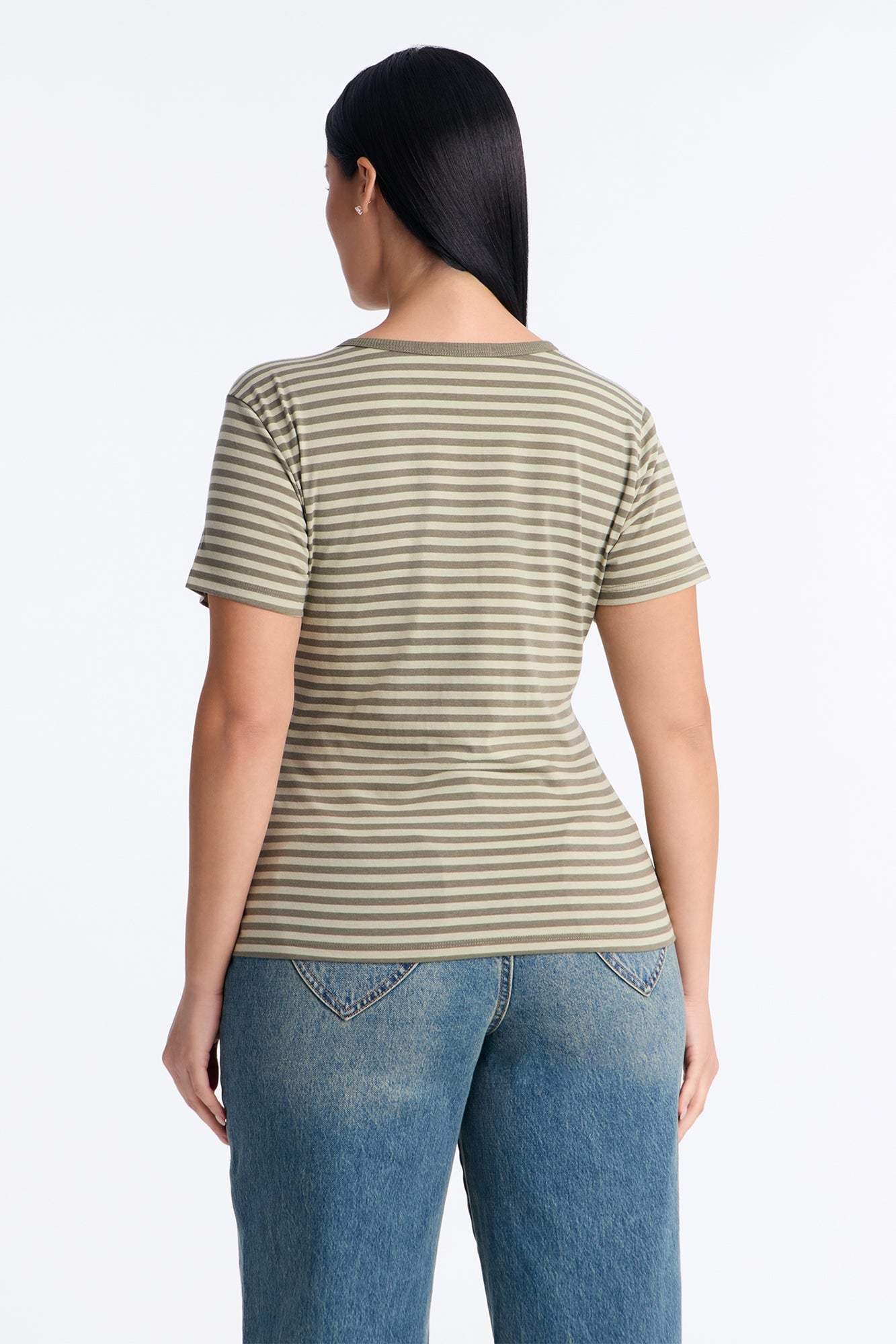 Taylor Striped Crew Neck Short Sleeve Top - Green/combo image 4