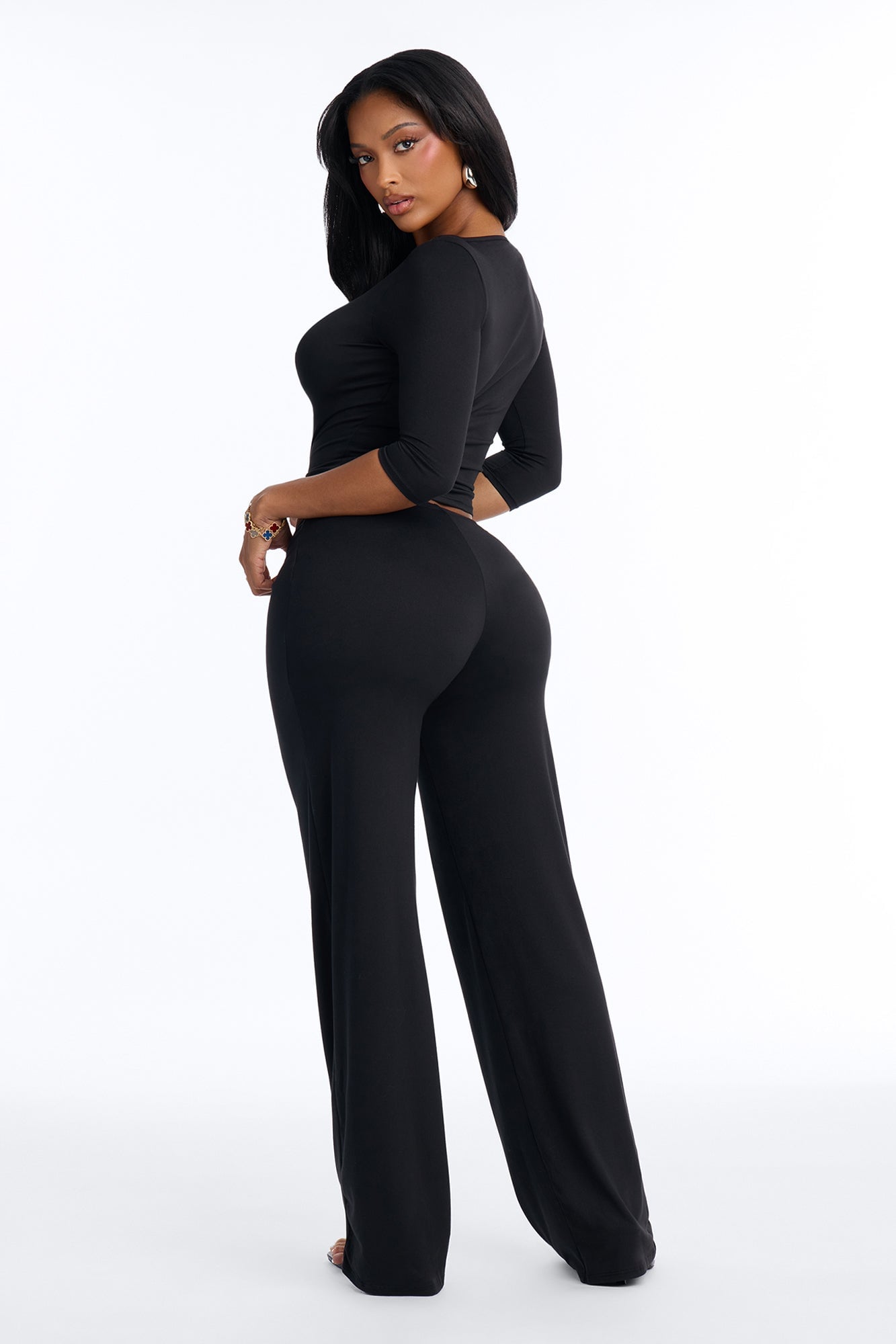 Leanne 3/4 Sleeve Pant Set - Black image 8