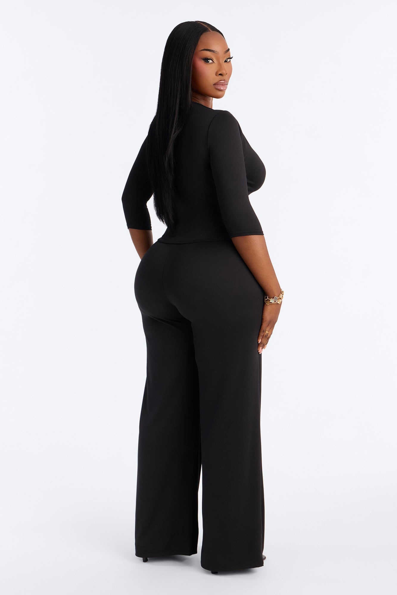 Leanne 3/4 Sleeve Pant Set - Black image 4