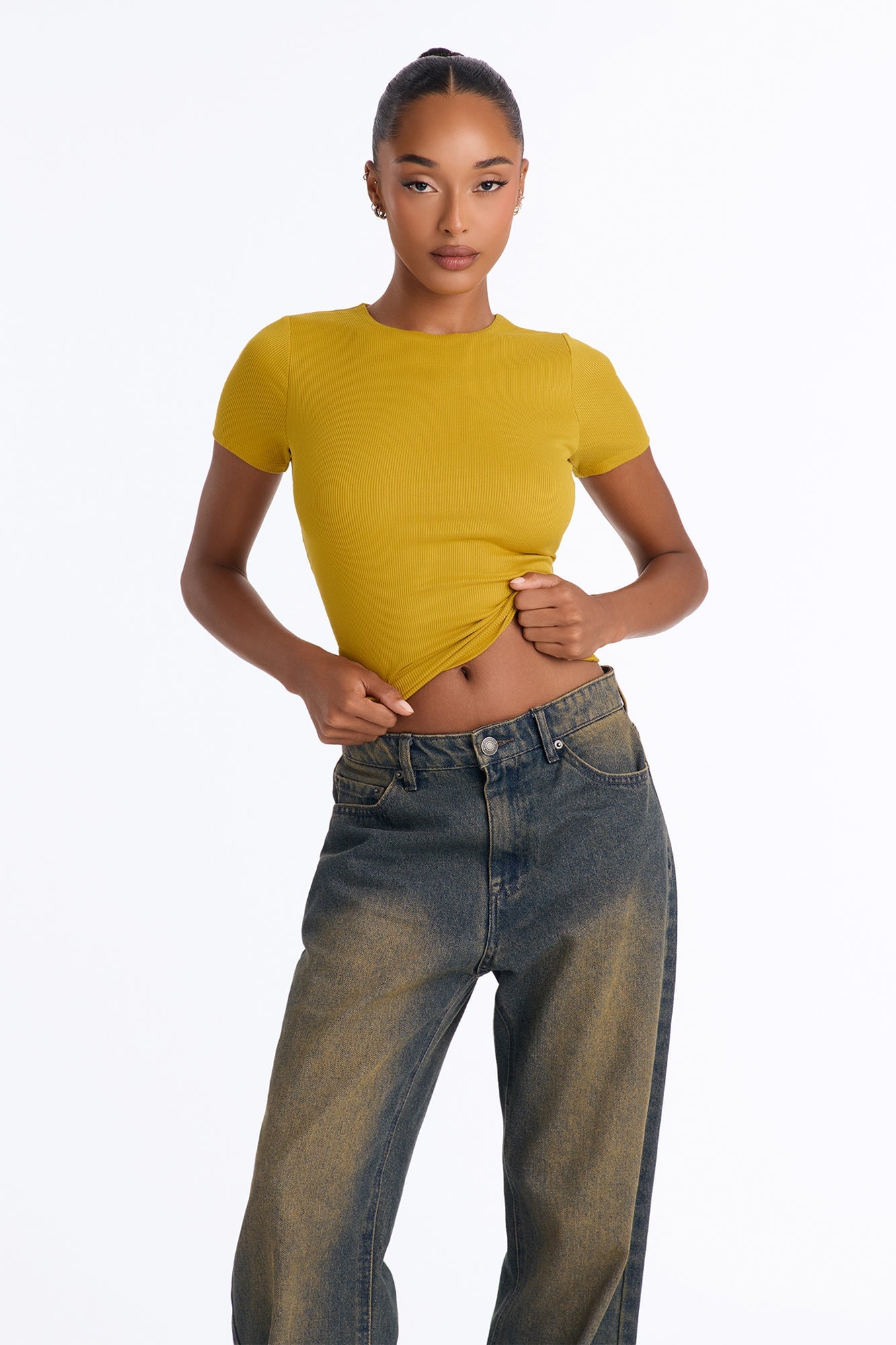 Chloe Crew Neck Short Sleeve Tee - Honey image 5