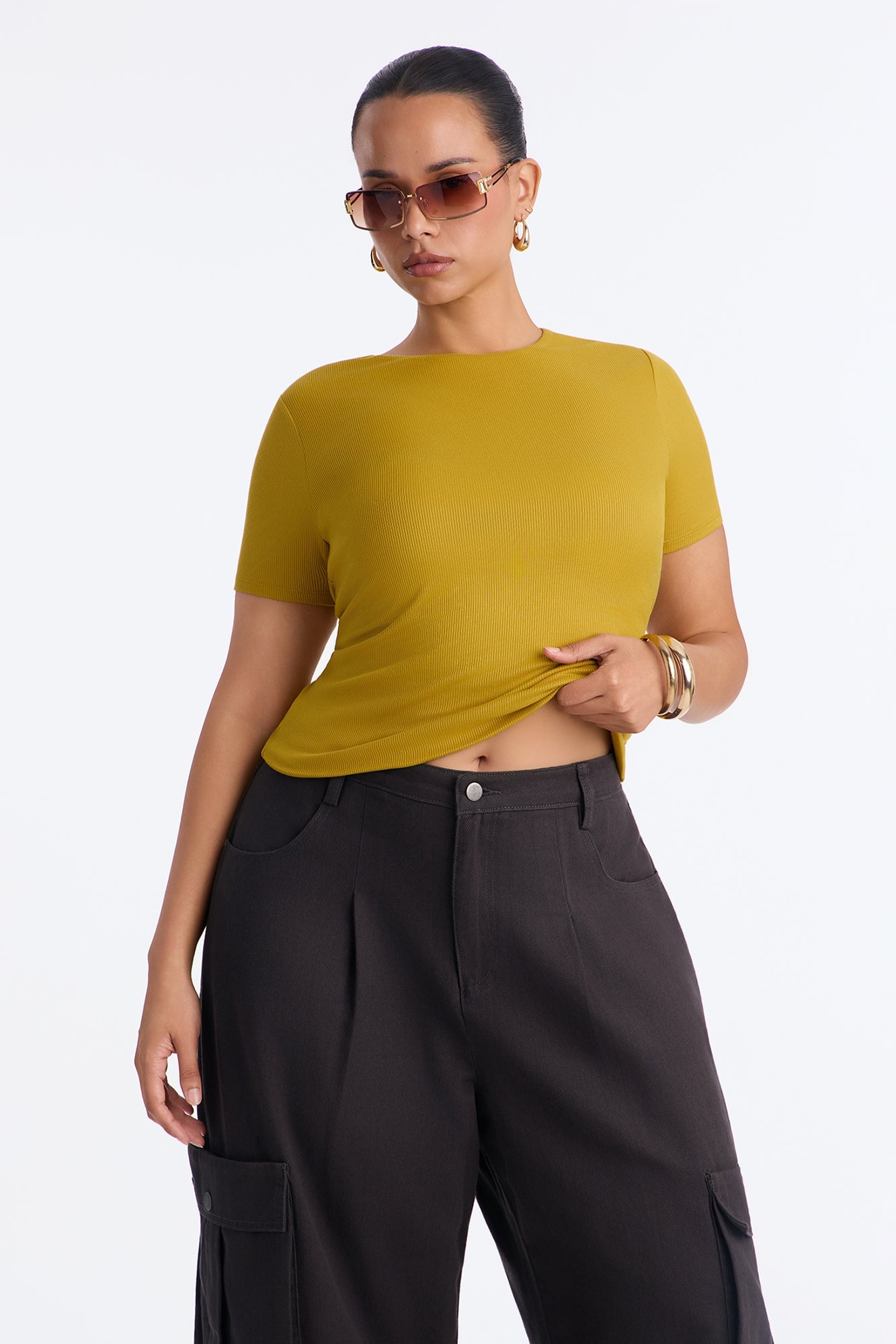 Chloe Crew Neck Short Sleeve Tee - Honey image 2