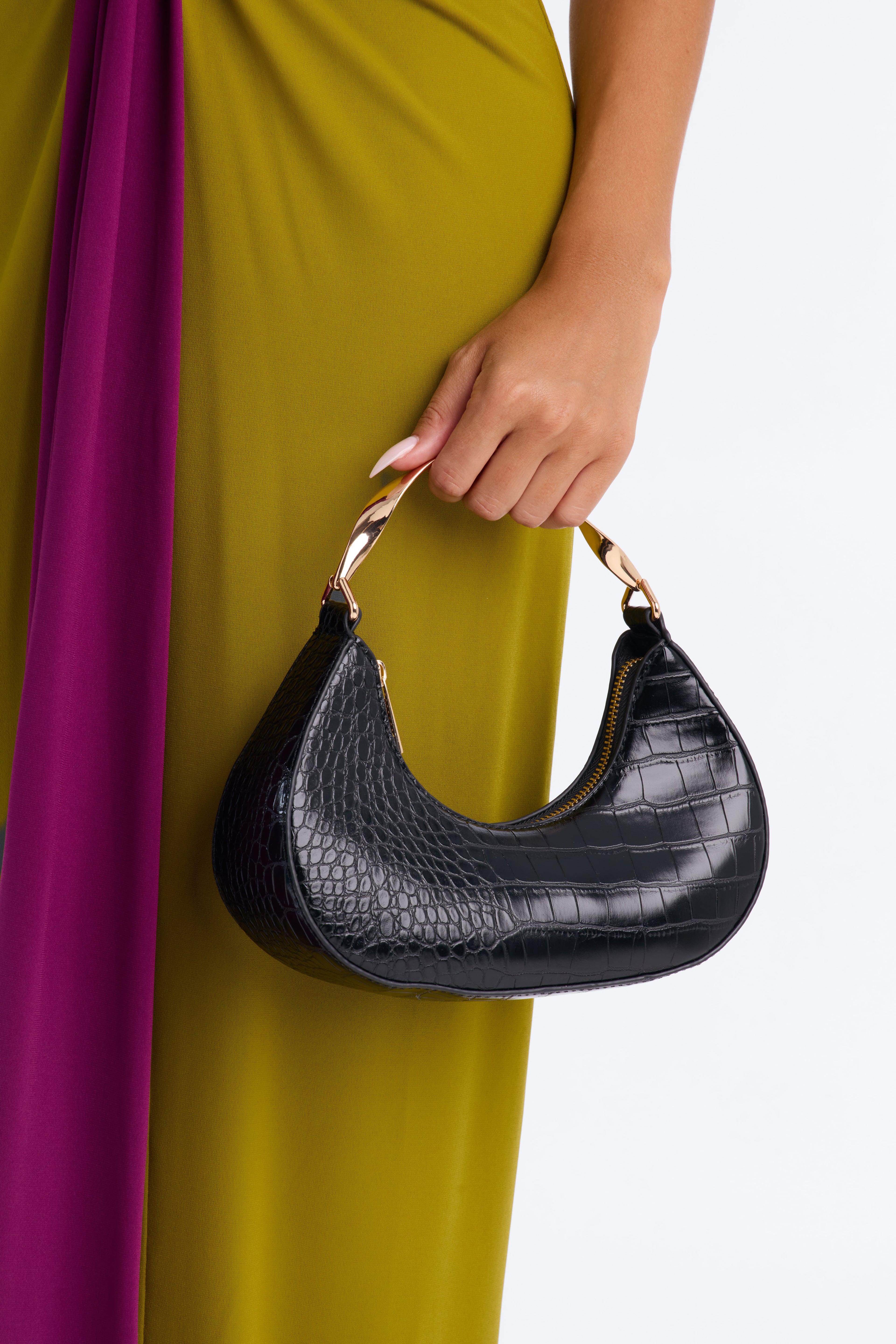 She's Twisted Faux Leather Satchel Handbag - Black image 2