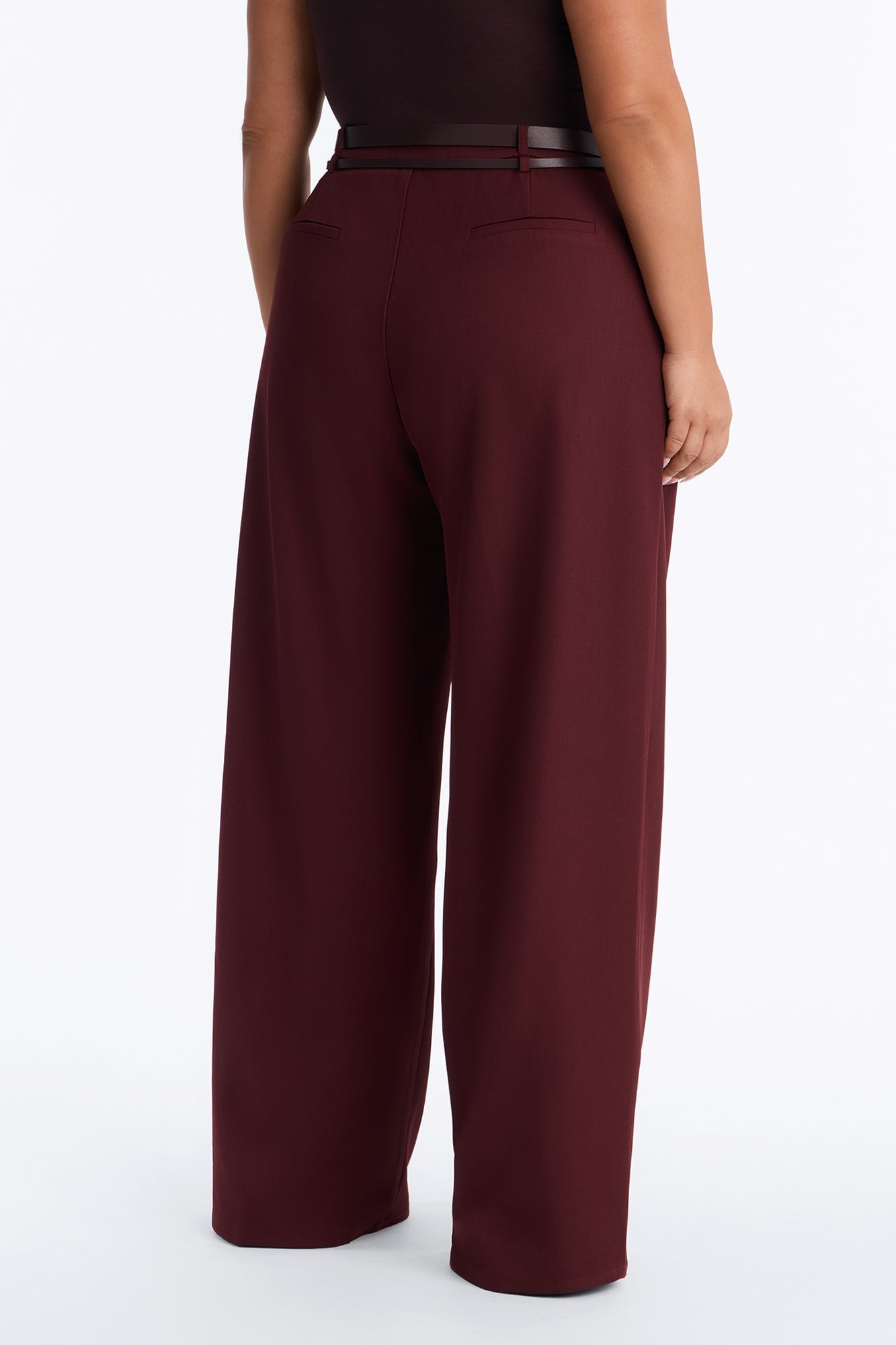 Tall Geraldine Belted Wide Leg Trousers - Wine image 4