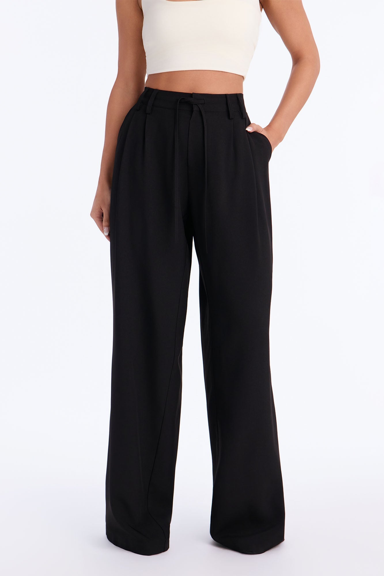 Tall Cami Wide Leg Trouser Pant - Black image 5