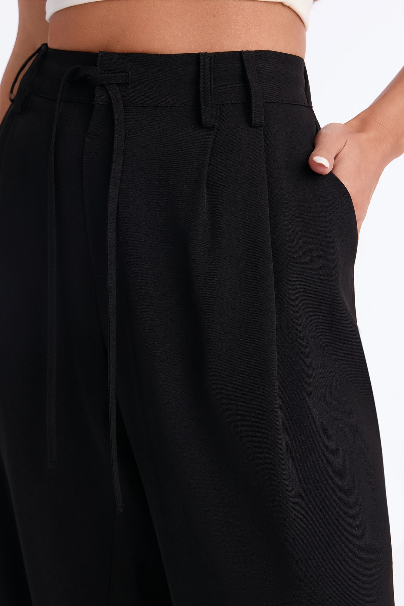 Tall Cami Wide Leg Trouser Pant - Black image 7