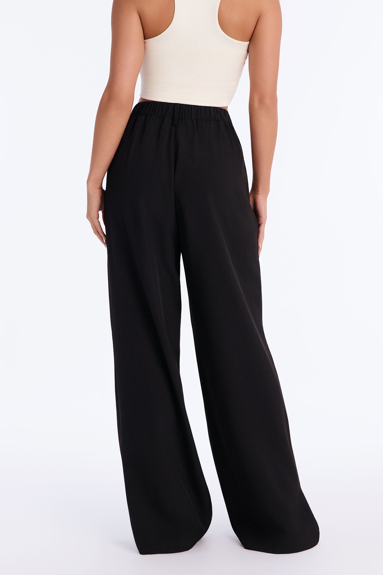 Tall Cami Wide Leg Trouser Pant - Black image 8