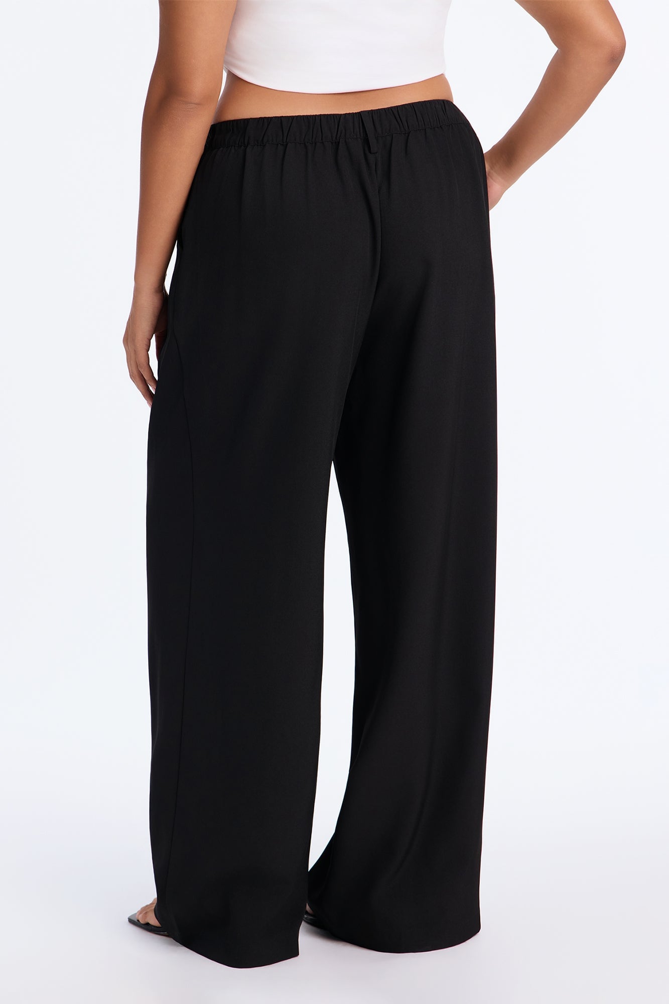 Tall Cami Wide Leg Trouser Pant - Black image 4