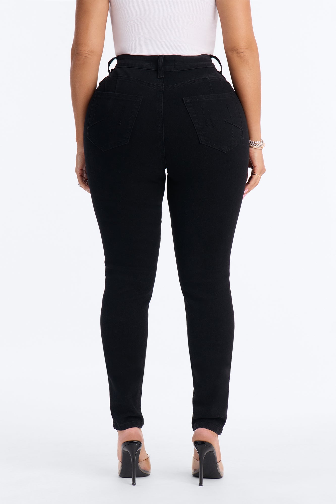 Tall Miami Booty Lifting Ripped High Rise Stretch Skinny Jeans - Black image 7