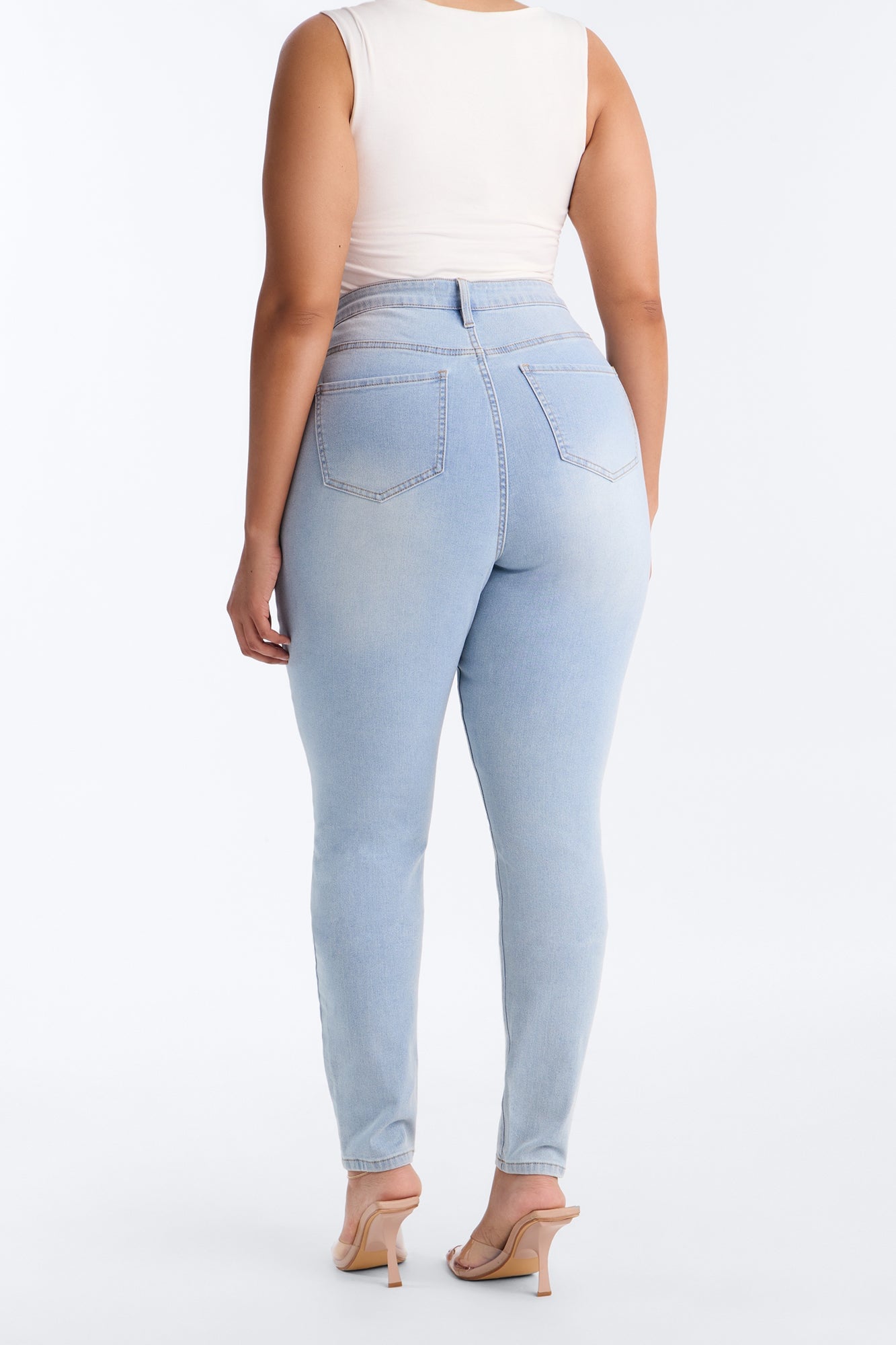 Tall Dakota Ripped High Rise Stretch Skinny Jeans - Light Wash image 4