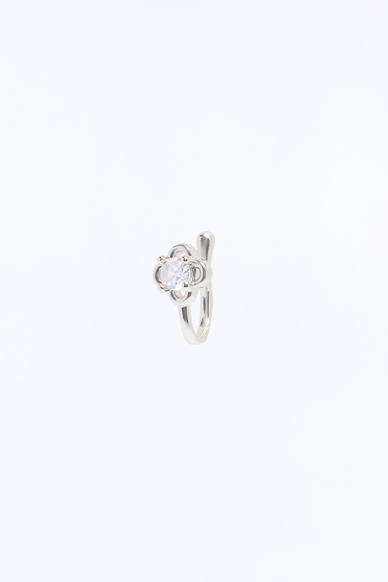 Clover Faux Nose Ring - Silver image 3