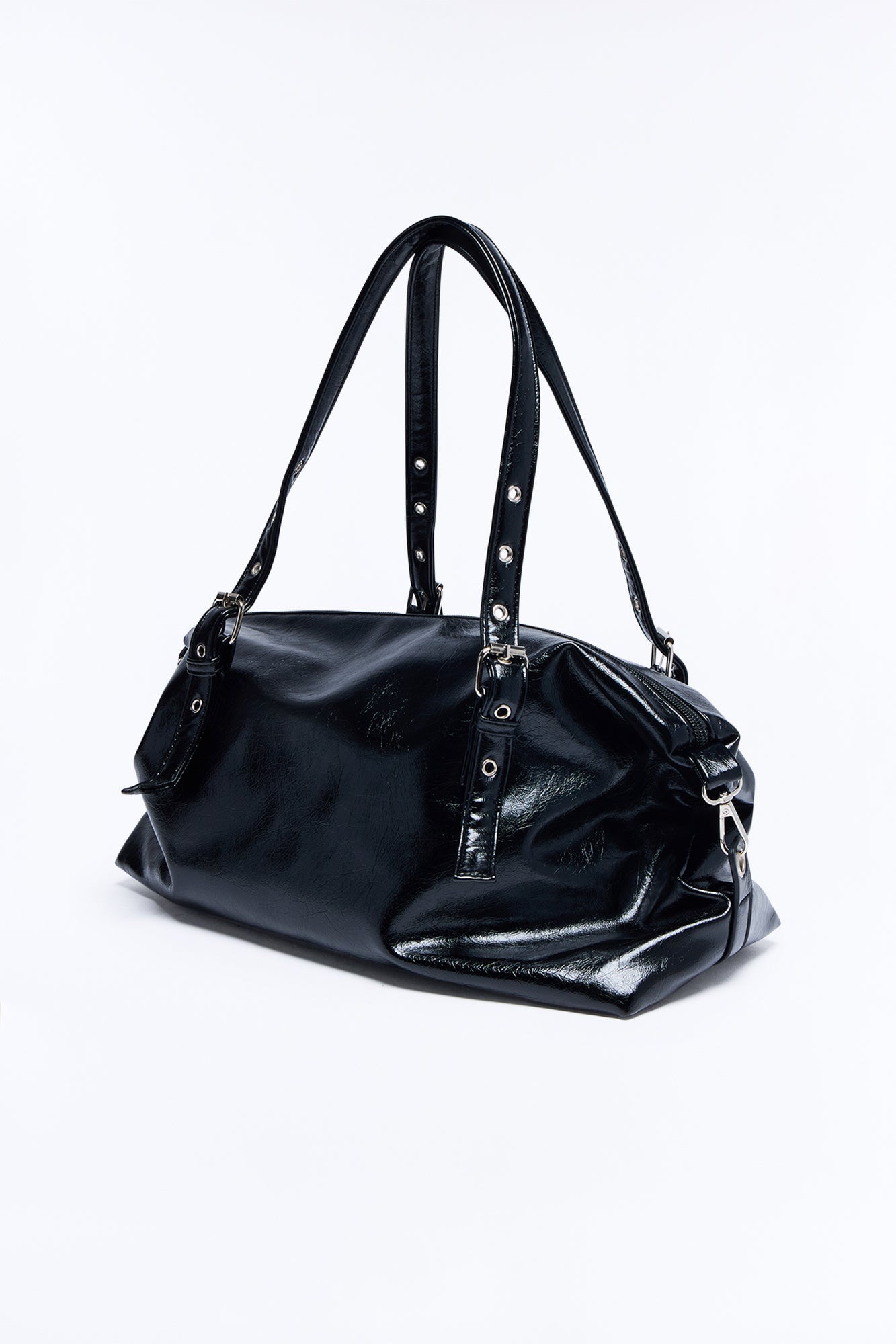 The Carry All Faux Leather Shoulder Handbag - Black image 4