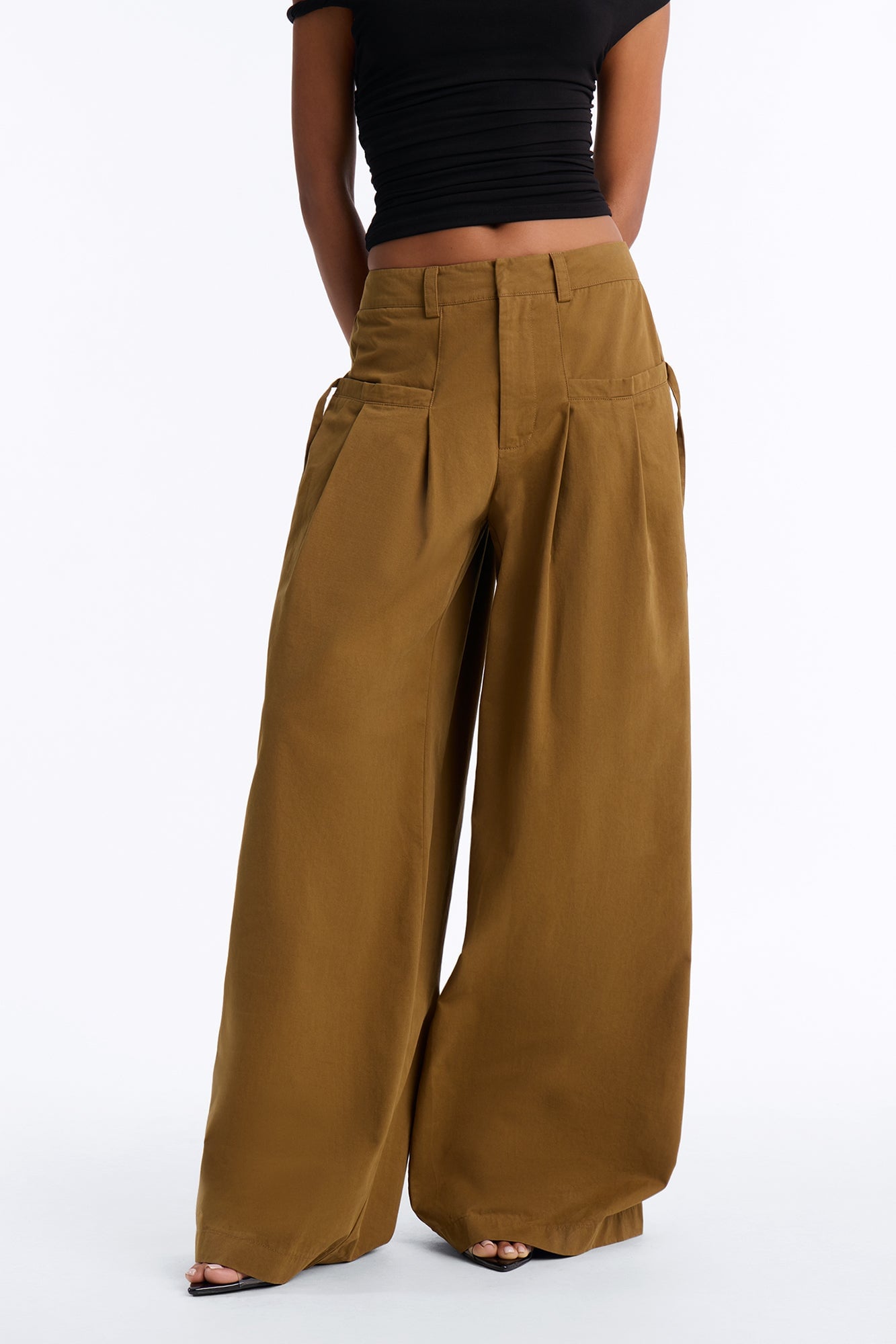 Tessa Twill Wide Leg Pant 32″ - Olive image 7