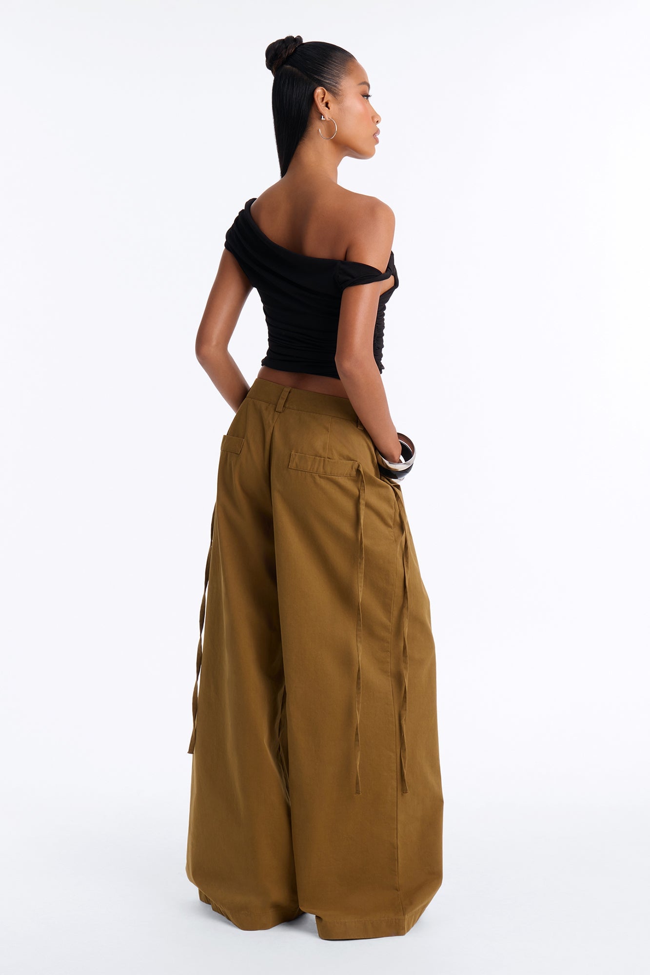 Tessa Twill Wide Leg Pant 32″ - Olive image 9