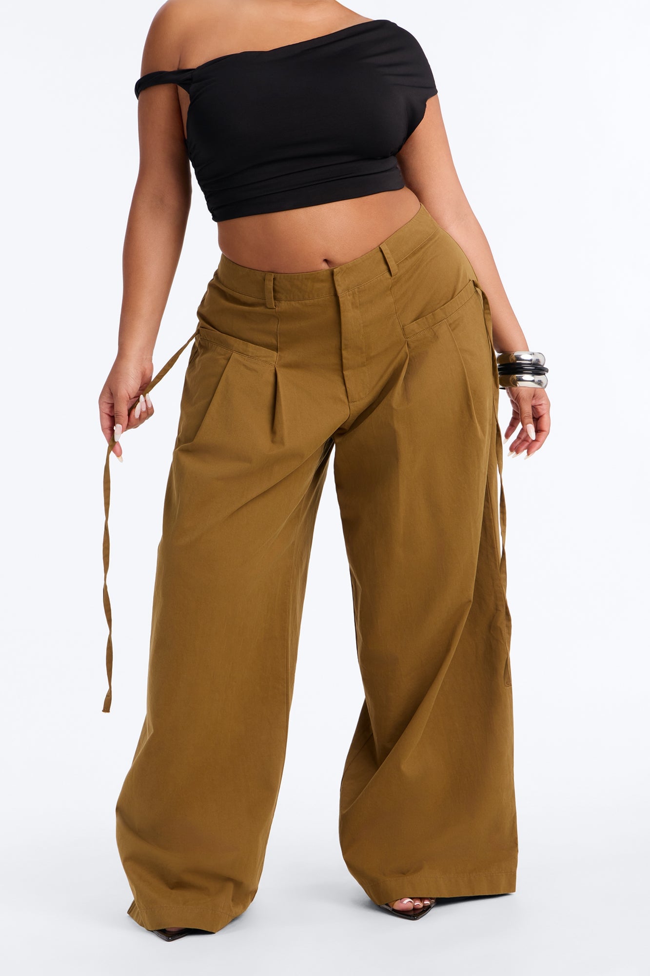 Tessa Twill Wide Leg Pant 32″ - Olive image 2