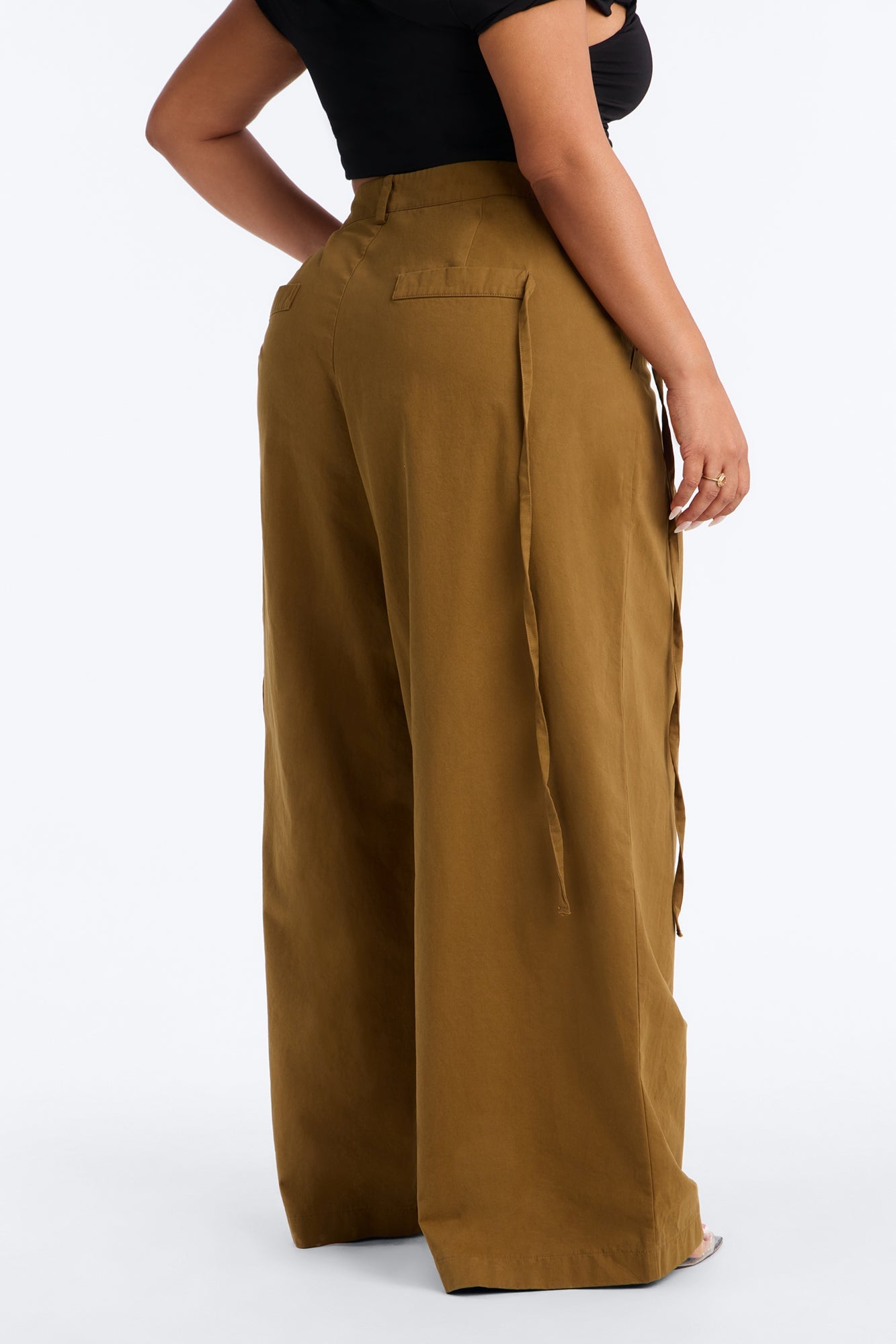Tessa Twill Wide Leg Pant 32″ - Olive image 3