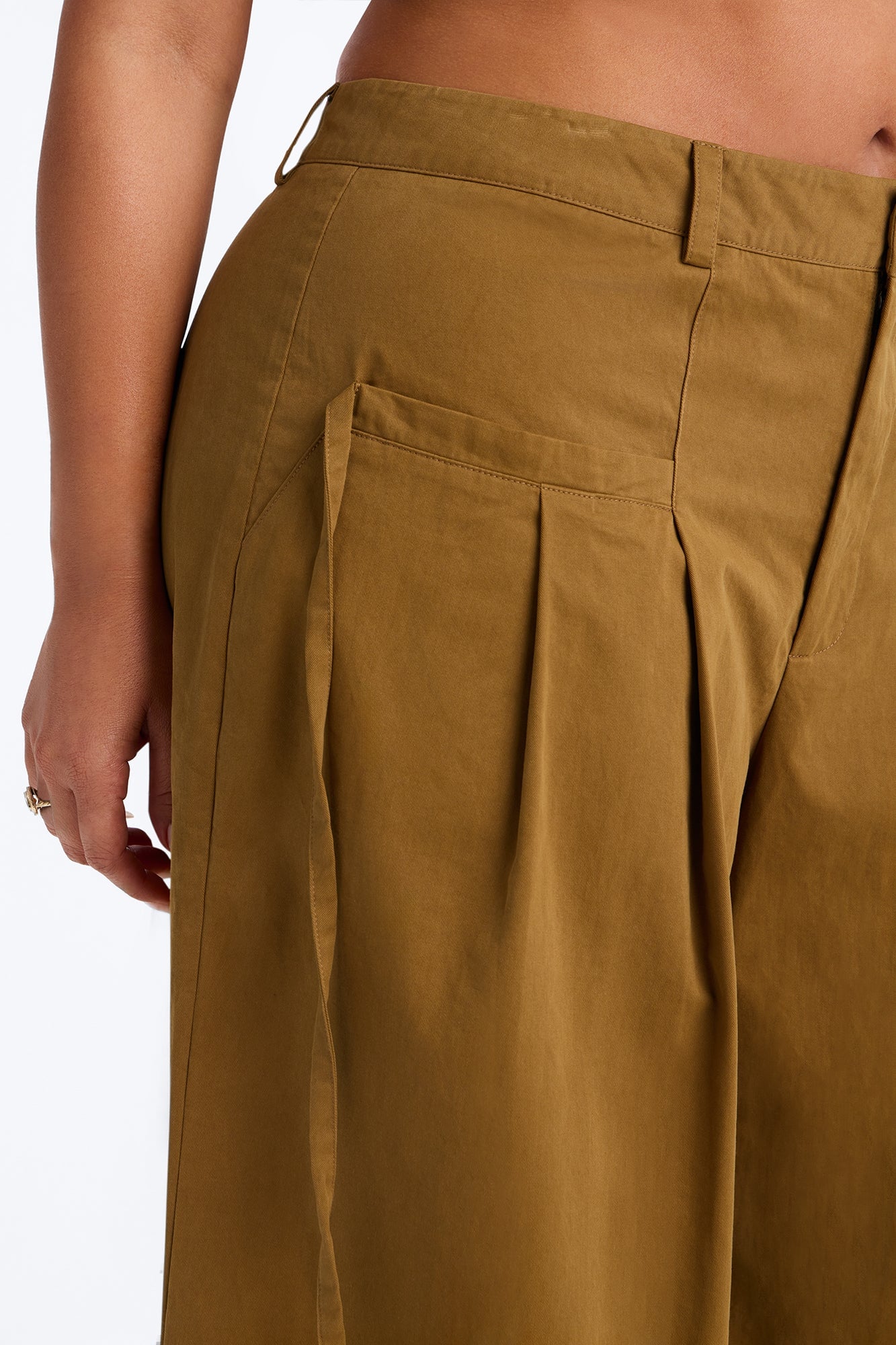 Tessa Twill Wide Leg Pant 32″ - Olive image 4