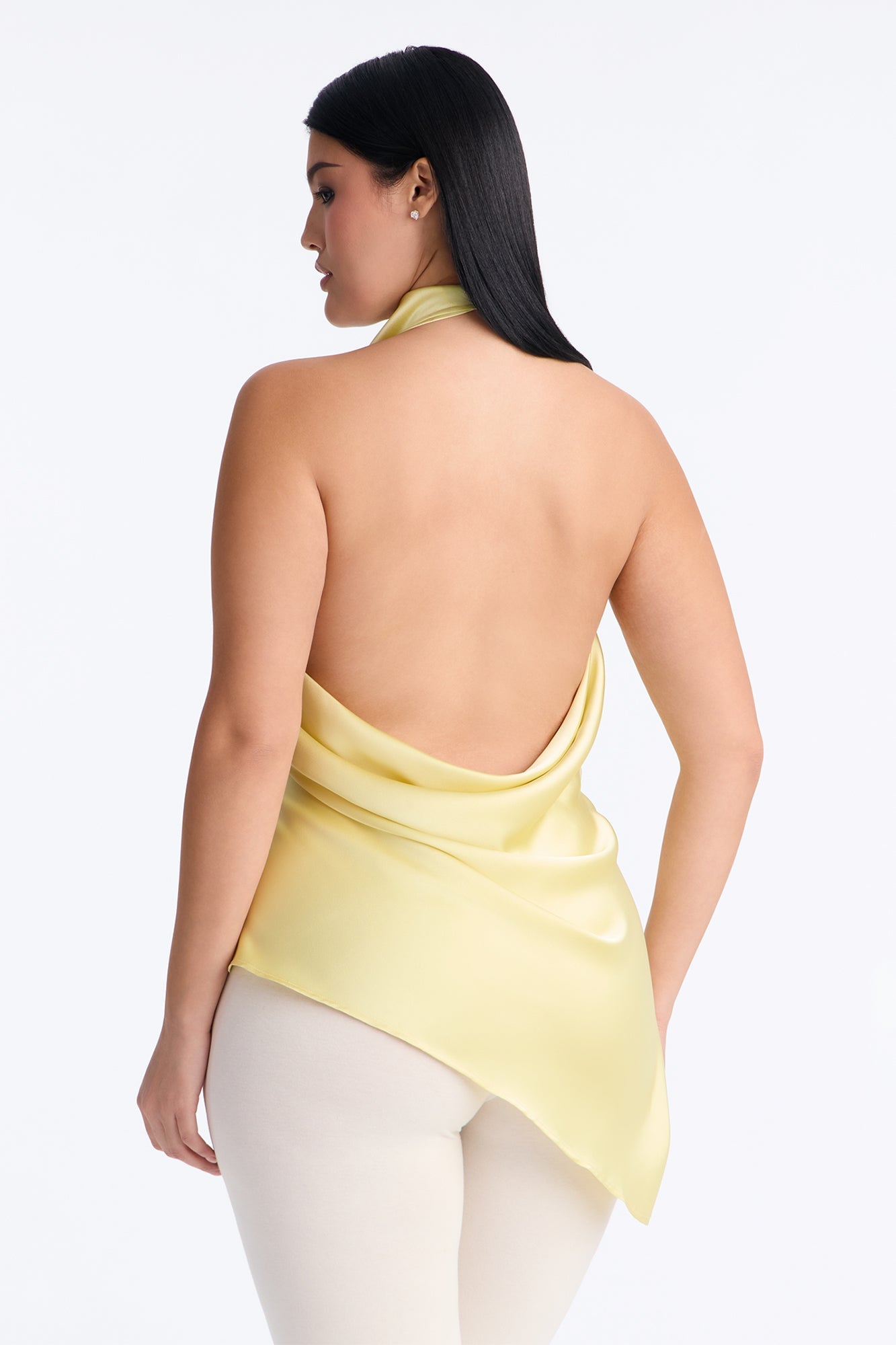 Teagan High Neck Satin Halter Top - Butter Yellow image 4