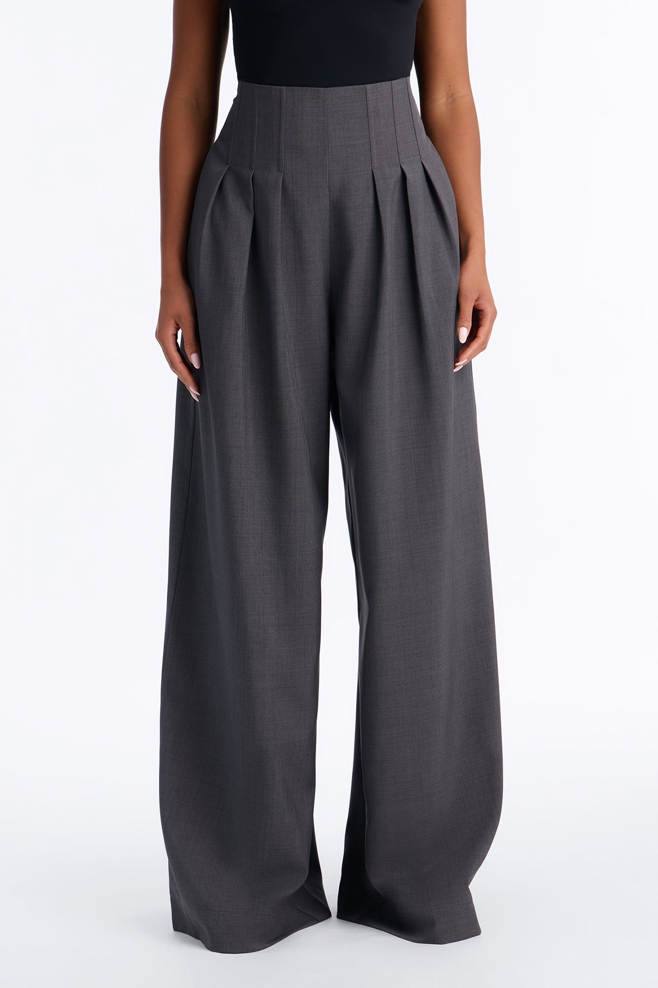 Talia High Rise Corset Waist Wide Leg Pant 33″ - Charcoal image 6