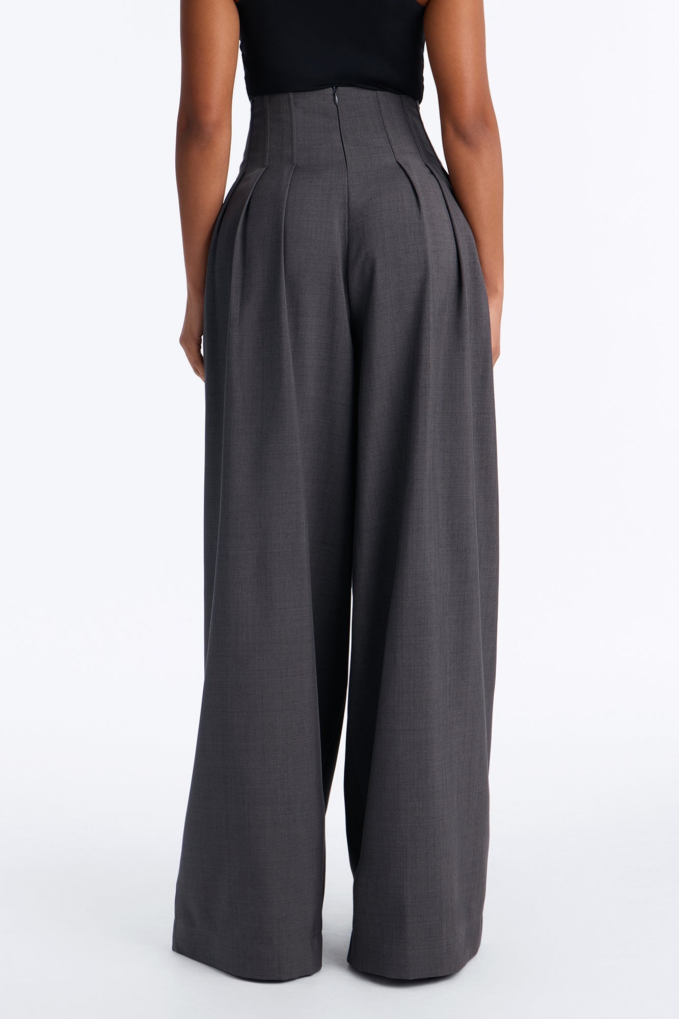 Talia High Rise Corset Waist Wide Leg Pant 33″ - Charcoal image 8