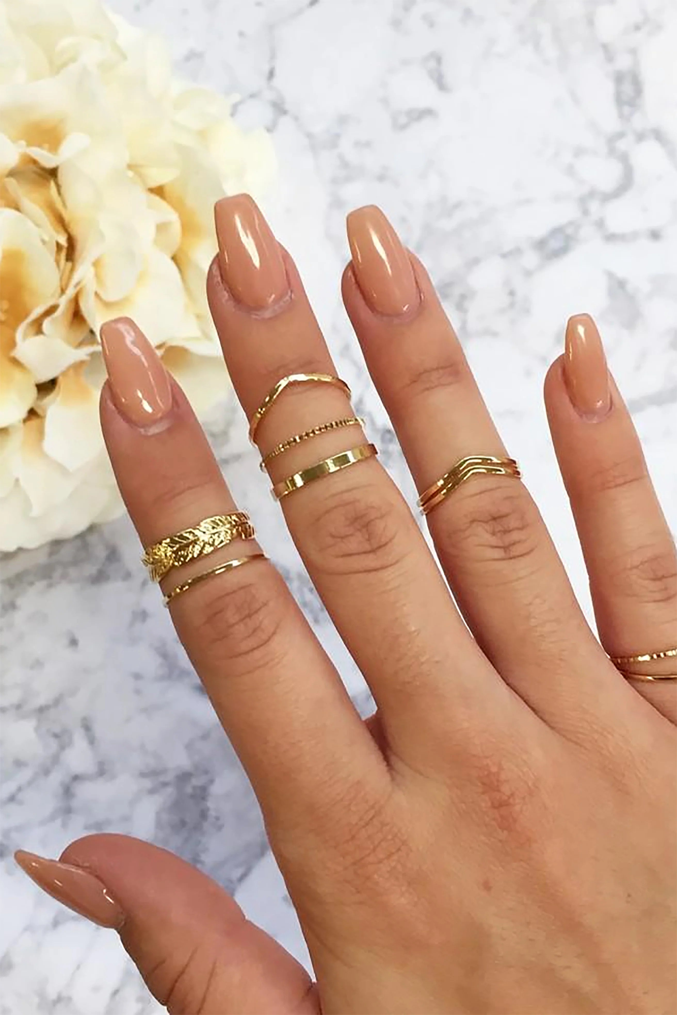Tea Leaf Ring Set - Gold image 1