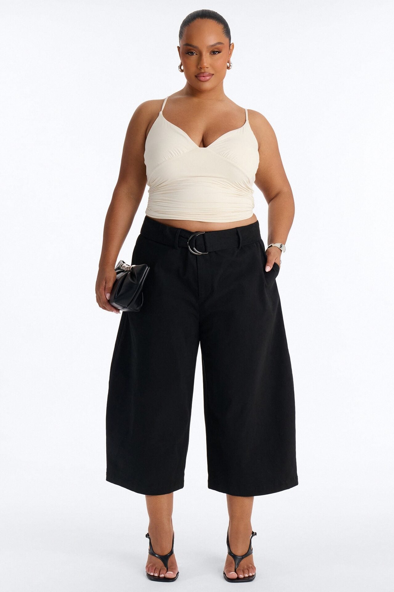 Charity Mid Rise Culotte Barrel Leg Pant - Black image 1
