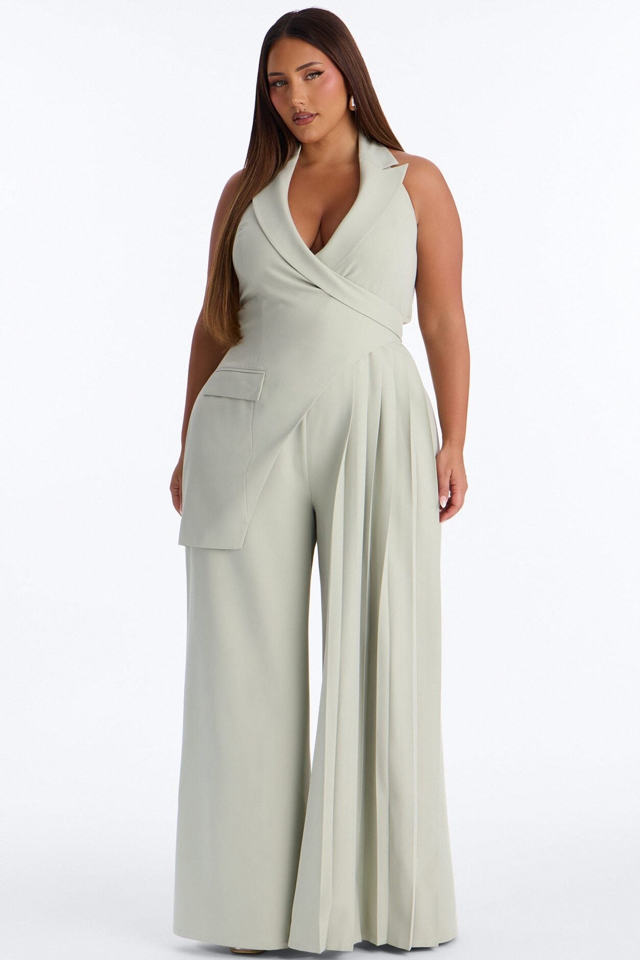 Amara Asymmetrical Draped Jumpsuit - Sage image 1
