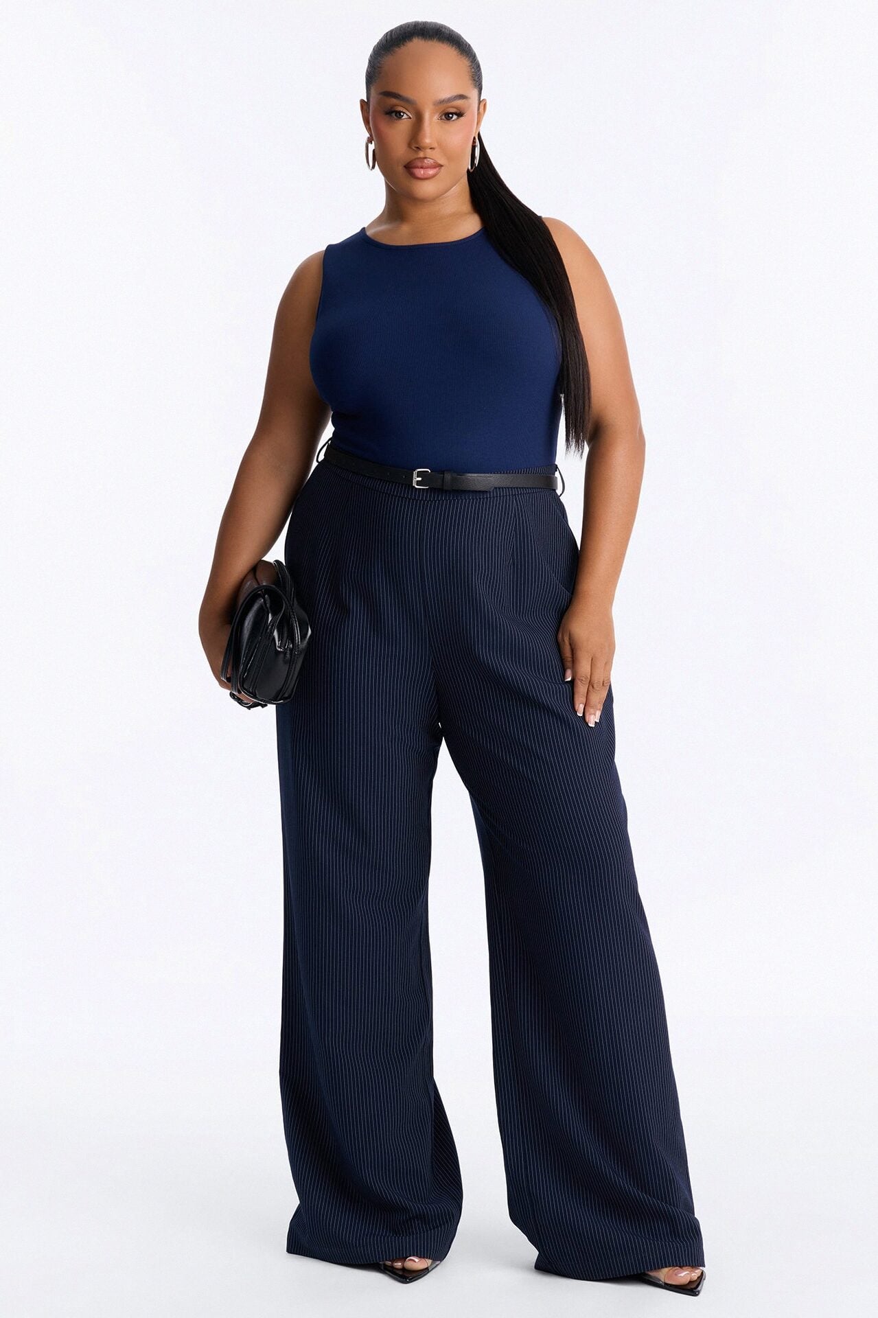 Jen Twofer Pinstripe Jumpsuit - Navy image 1