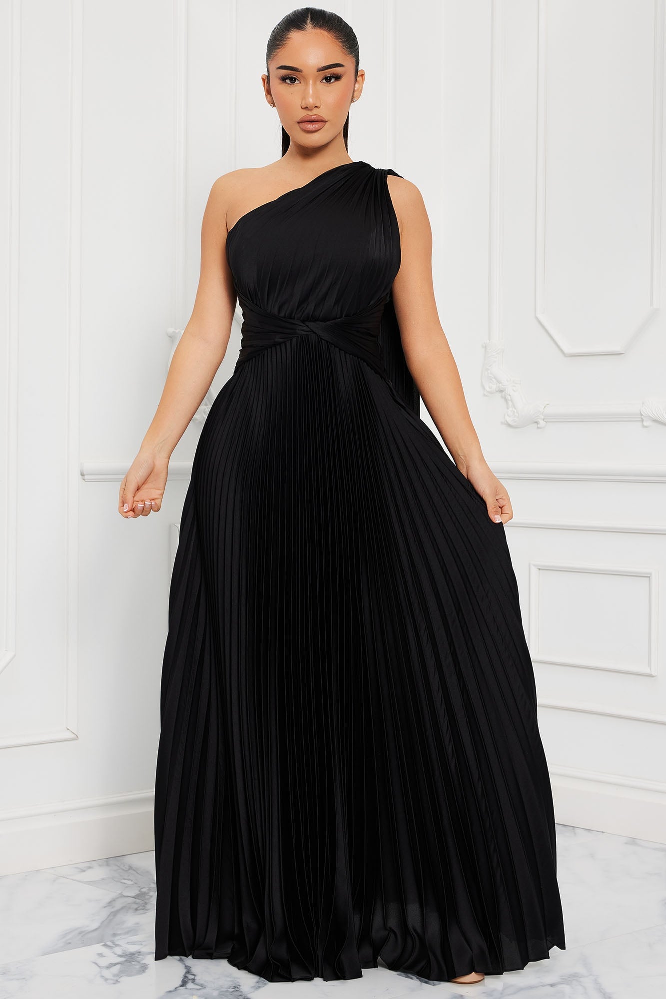 Athena Pleated Maxi Dress - Black image 4